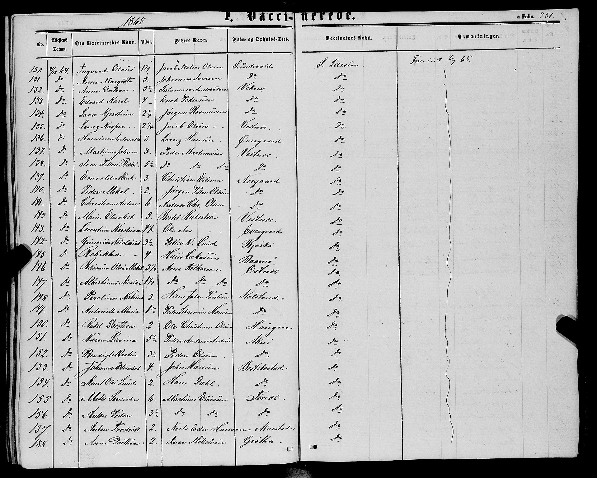 Trondenes sokneprestkontor, AV/SATØ-S-1319/H/Ha/L0012kirke: Parish register (official) no. 12, 1863-1870, p. 251