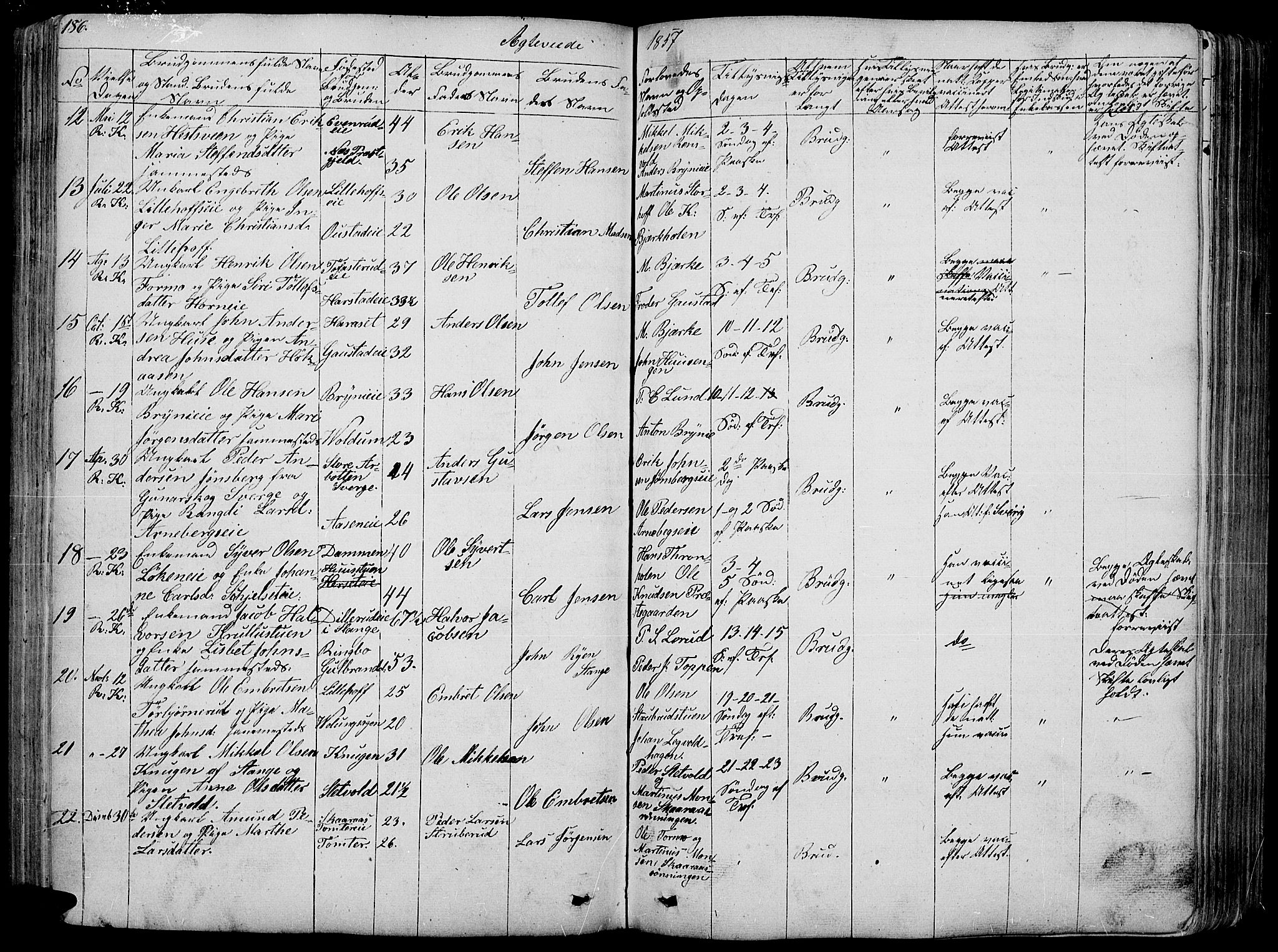 Romedal prestekontor, AV/SAH-PREST-004/L/L0009: Parish register (copy) no. 9, 1846-1866, p. 186