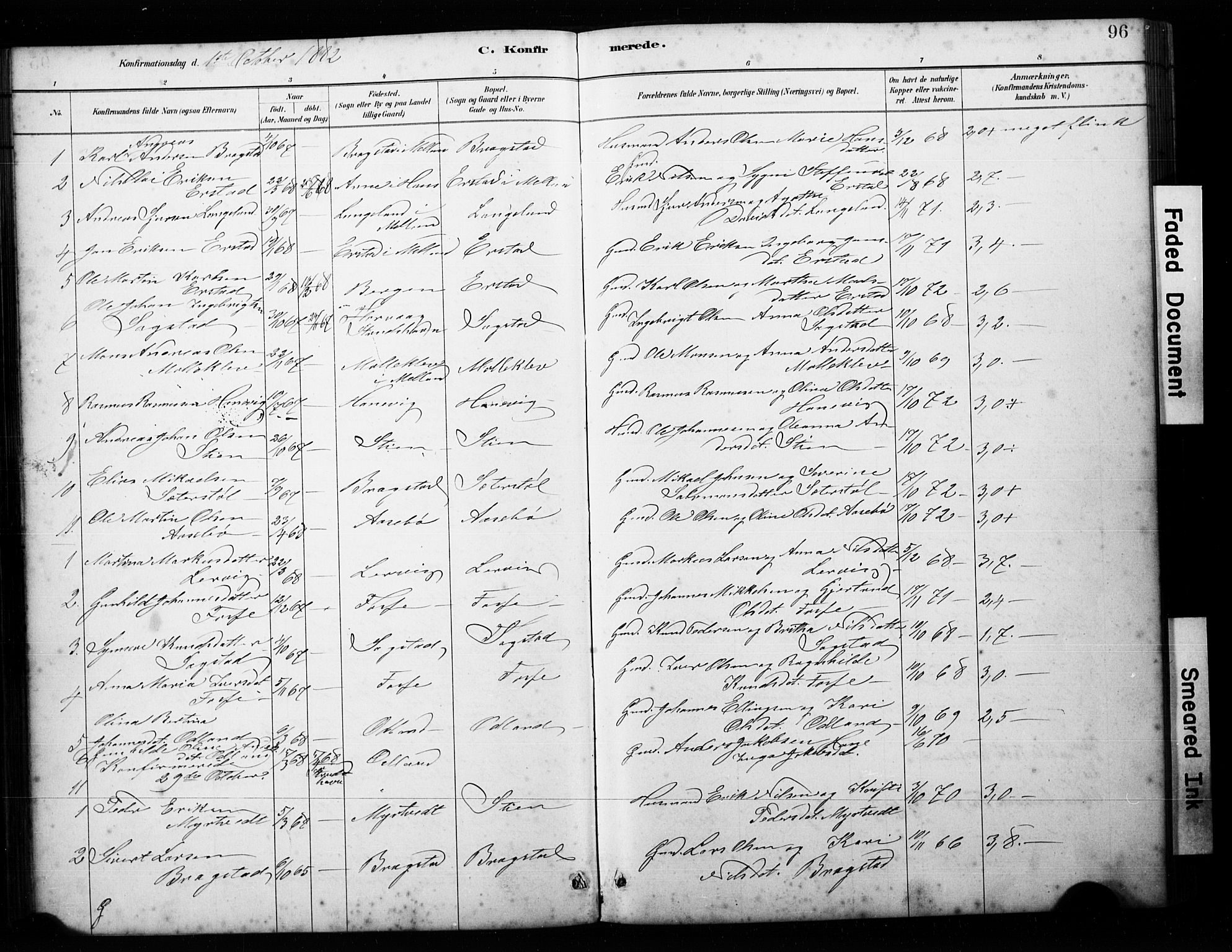 Alversund Sokneprestembete, SAB/A-73901/H/Ha/Hab: Parish register (copy) no. C 3, 1881-1894, p. 96