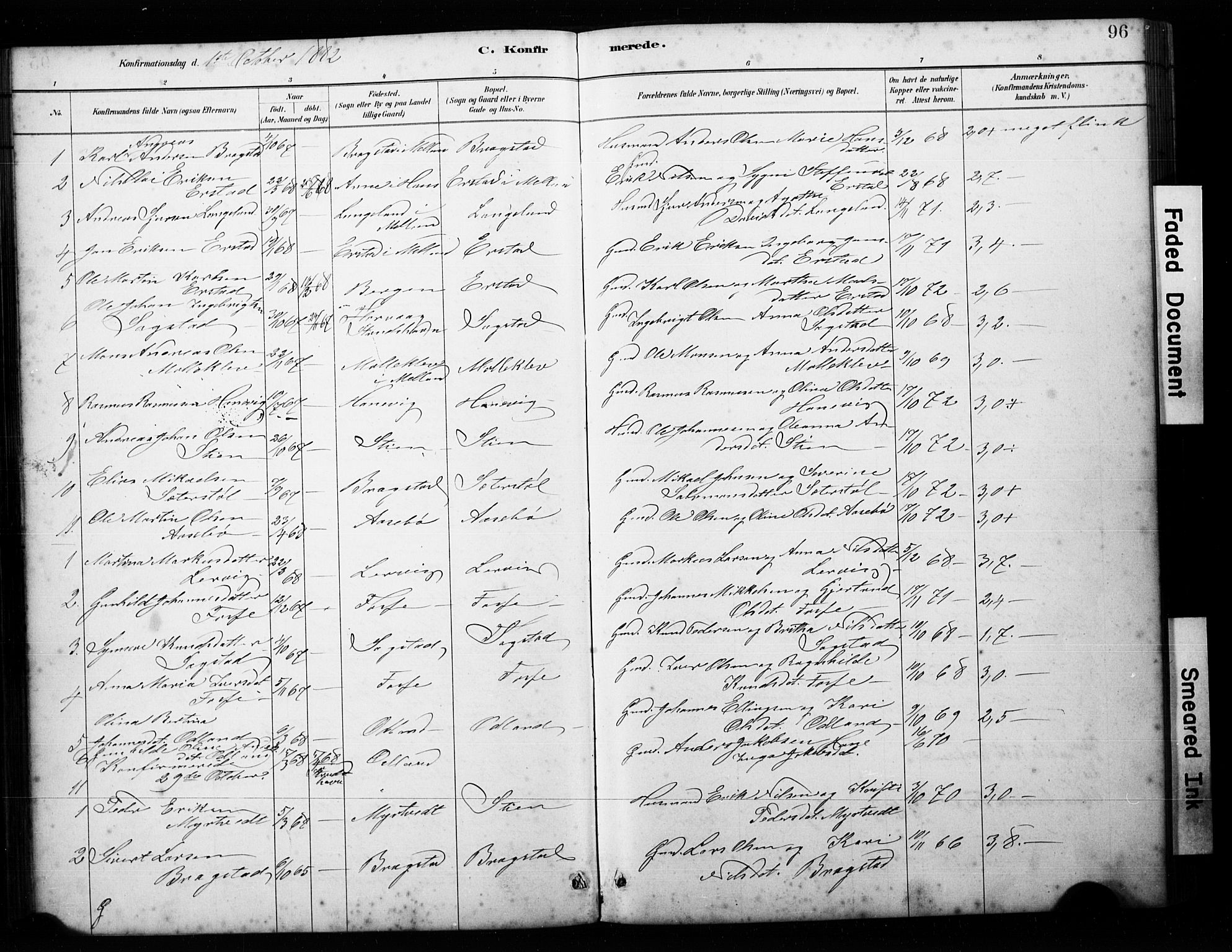 Alversund Sokneprestembete, AV/SAB-A-73901/H/Ha/Hab: Parish register (copy) no. C 3, 1881-1894, p. 96