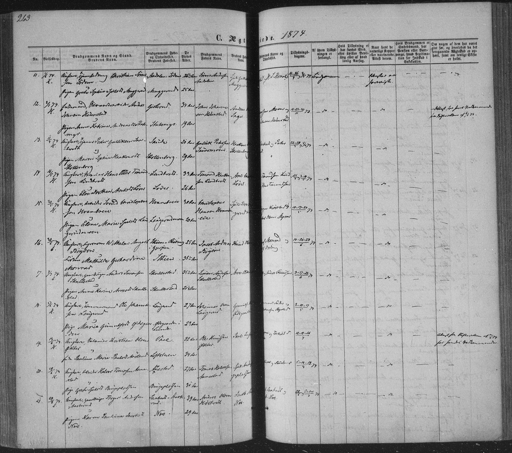 Sandsvær kirkebøker, AV/SAKO-A-244/F/Fa/L0007: Parish register (official) no. I 7, 1869-1877, p. 263