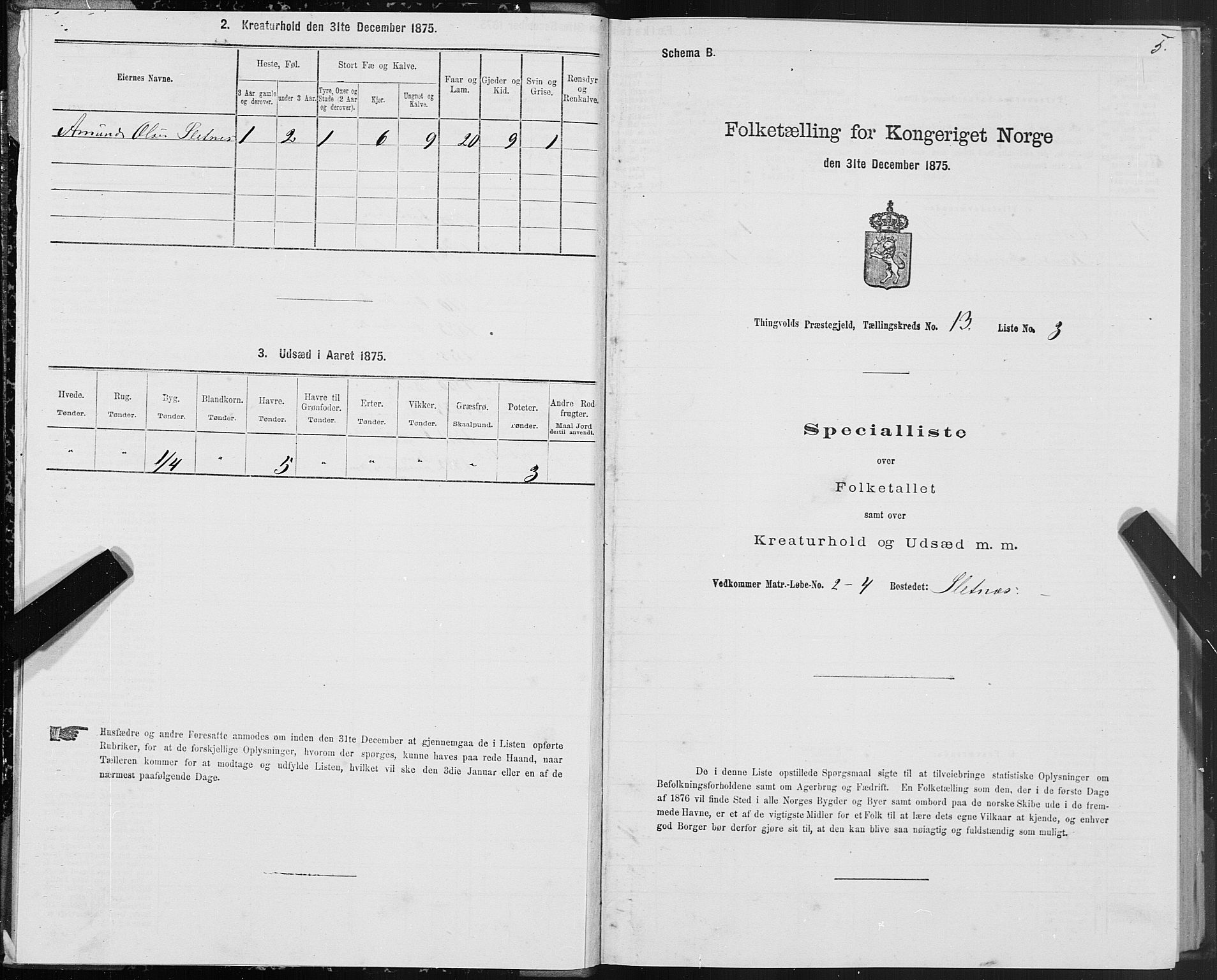 SAT, 1875 census for 1560P Tingvoll, 1875, p. 5005