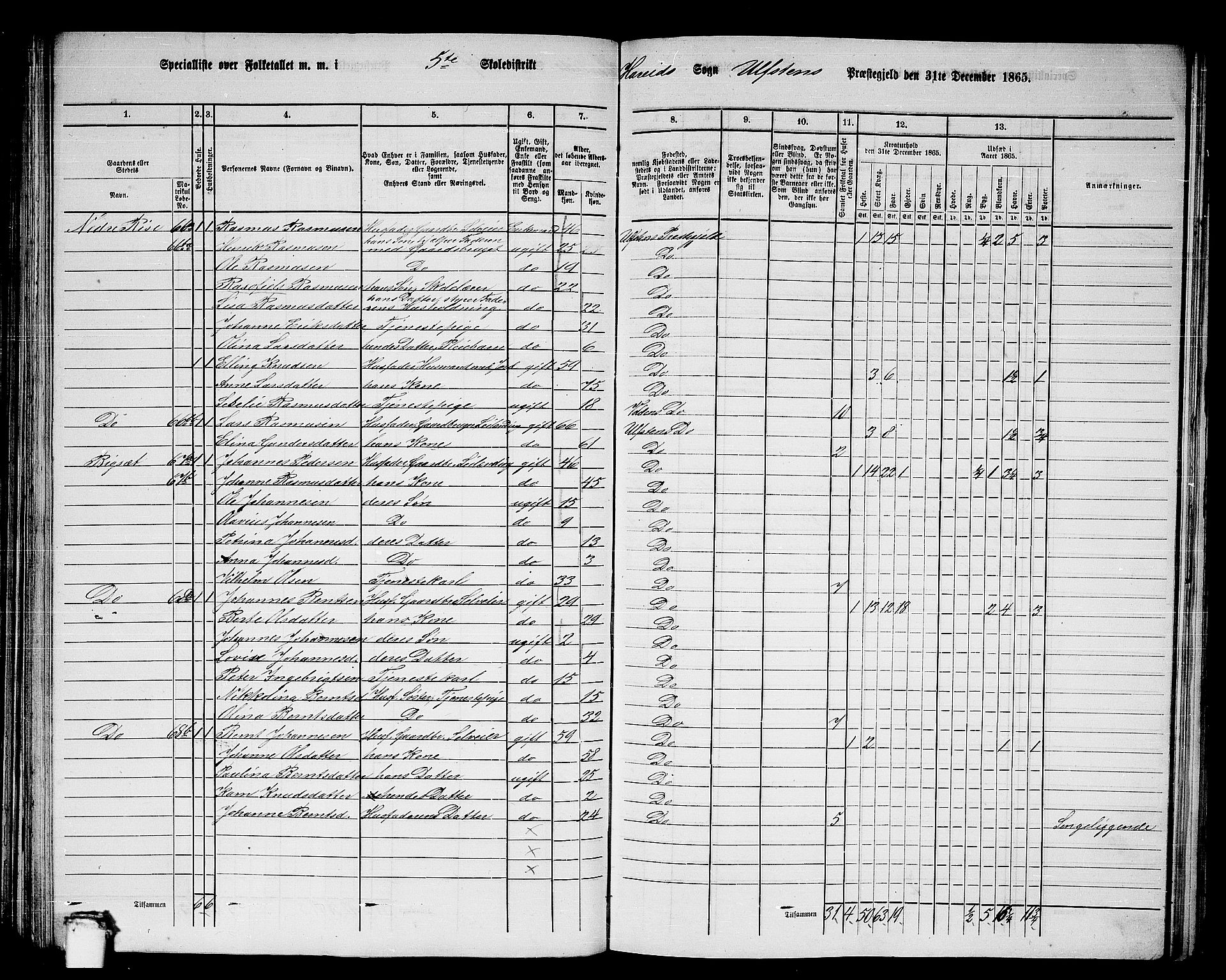 RA, 1865 census for Ulstein, 1865, p. 96