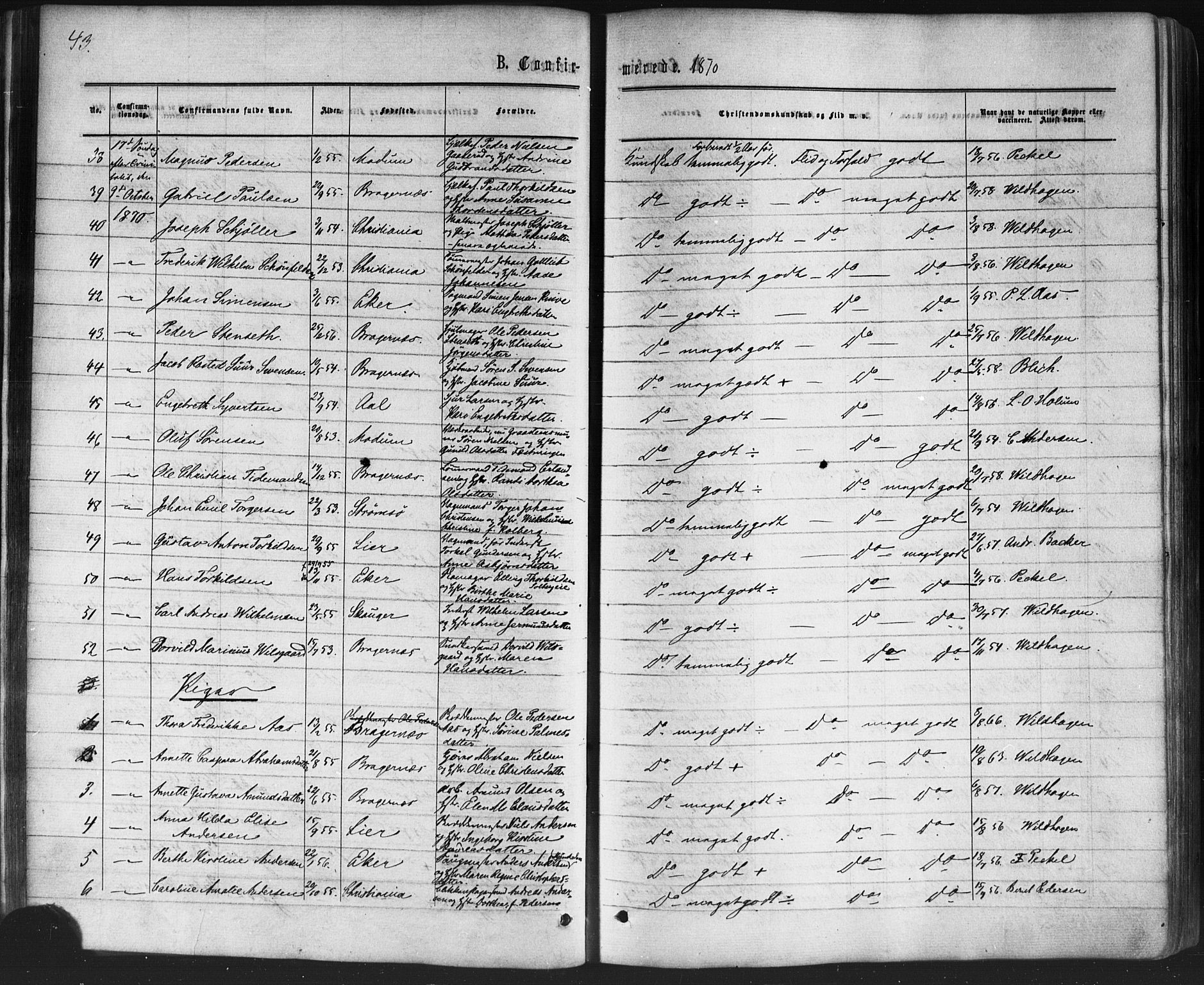 Bragernes kirkebøker, SAKO/A-6/F/Fc/L0003: Parish register (official) no. III 3, 1865-1874, p. 43