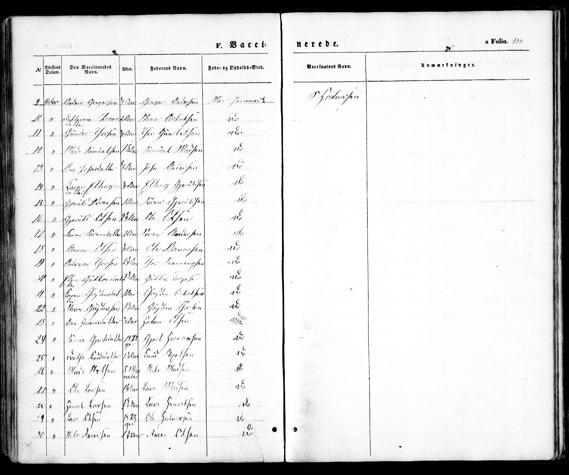 Holt sokneprestkontor, AV/SAK-1111-0021/F/Fa/L0008: Parish register (official) no. A 8, 1849-1860, p. 408