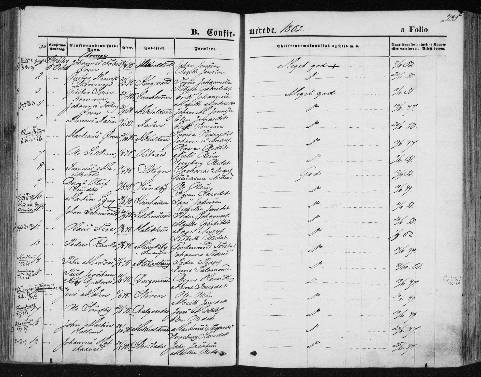 Ministerialprotokoller, klokkerbøker og fødselsregistre - Nord-Trøndelag, SAT/A-1458/723/L0241: Parish register (official) no. 723A10, 1860-1869, p. 235