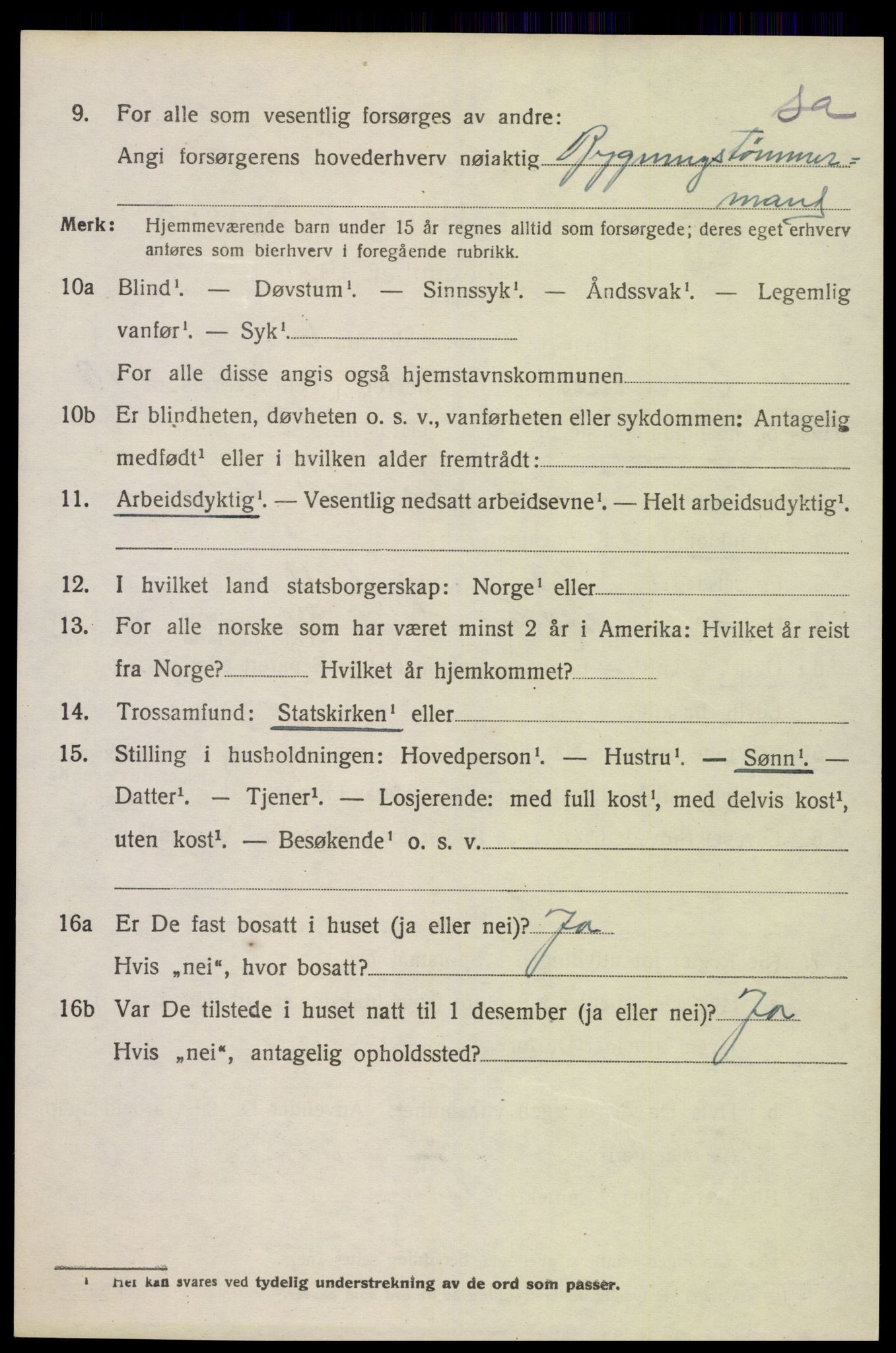 SAK, 1920 census for Oddernes, 1920, p. 6456