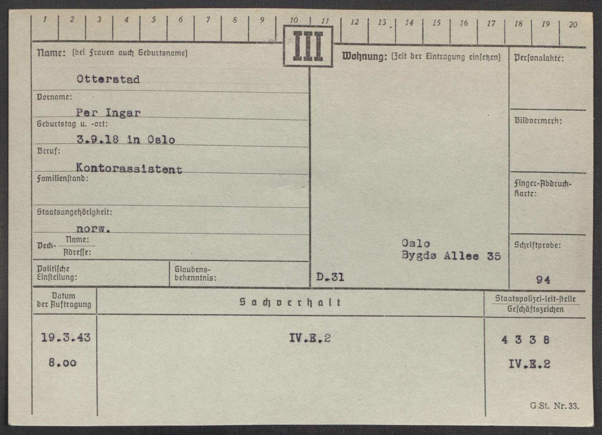 Befehlshaber der Sicherheitspolizei und des SD, AV/RA-RAFA-5969/E/Ea/Eaa/L0008: Register over norske fanger i Møllergata 19: Oelze-Ru, 1940-1945, p. 510