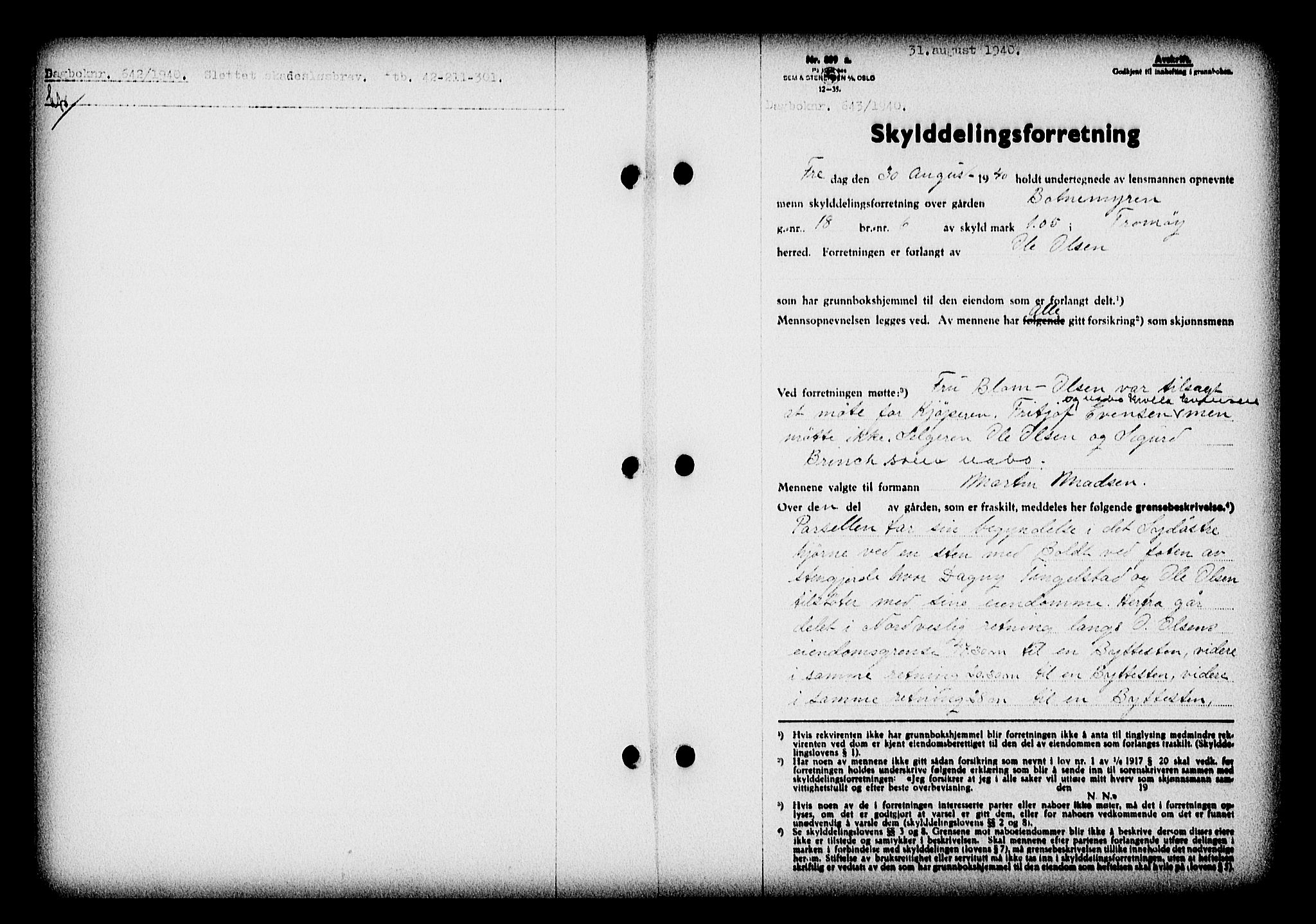 Nedenes sorenskriveri, AV/SAK-1221-0006/G/Gb/Gba/L0047: Mortgage book no. A-I, 1939-1940, Diary no: : 643/1940