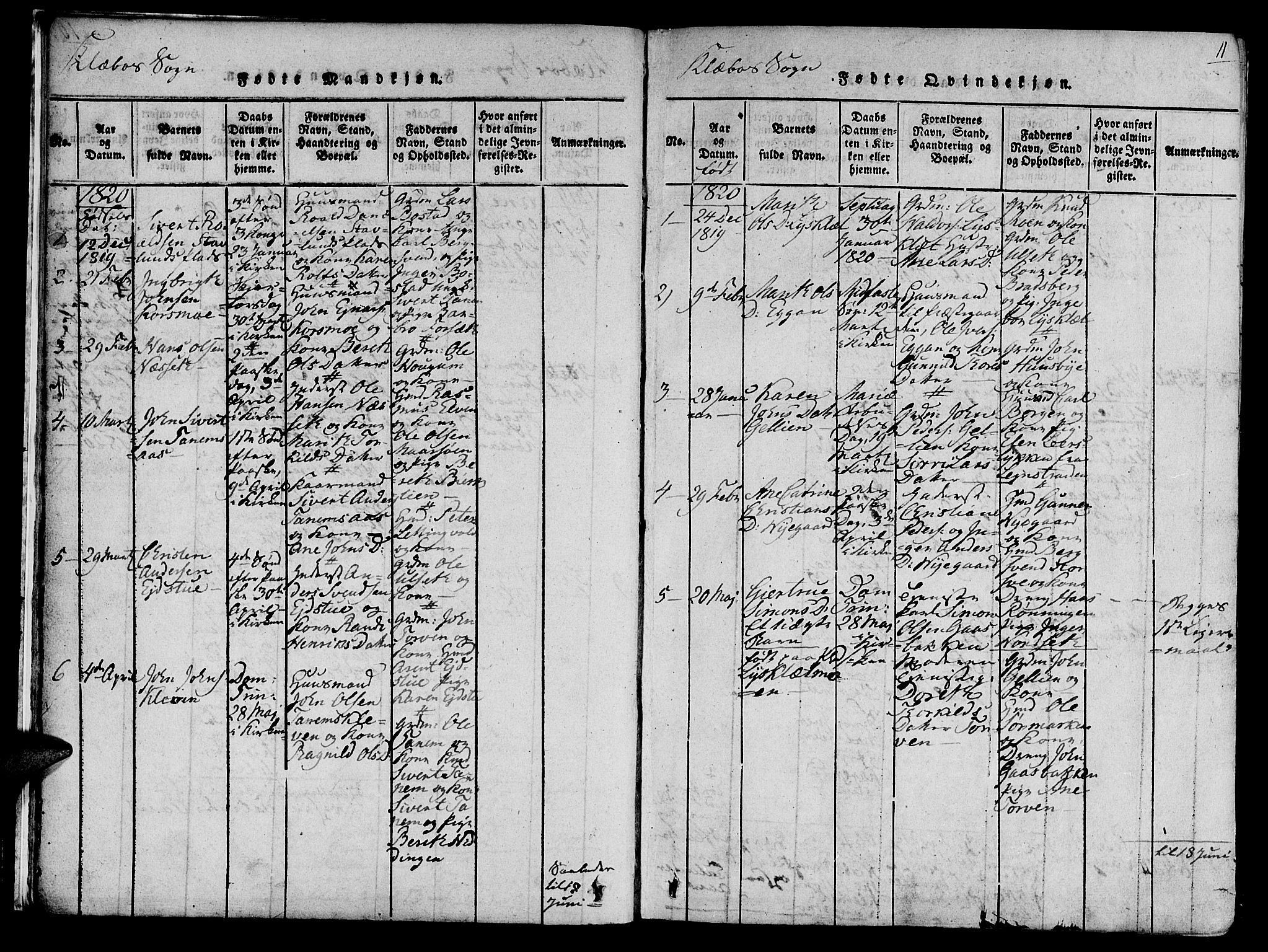 Ministerialprotokoller, klokkerbøker og fødselsregistre - Sør-Trøndelag, SAT/A-1456/618/L0439: Parish register (official) no. 618A04 /1, 1816-1843, p. 11