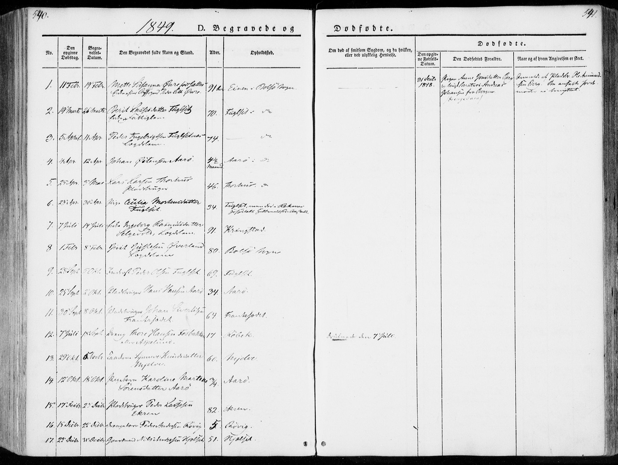 Ministerialprotokoller, klokkerbøker og fødselsregistre - Møre og Romsdal, SAT/A-1454/555/L0653: Parish register (official) no. 555A04, 1843-1869, p. 540-541