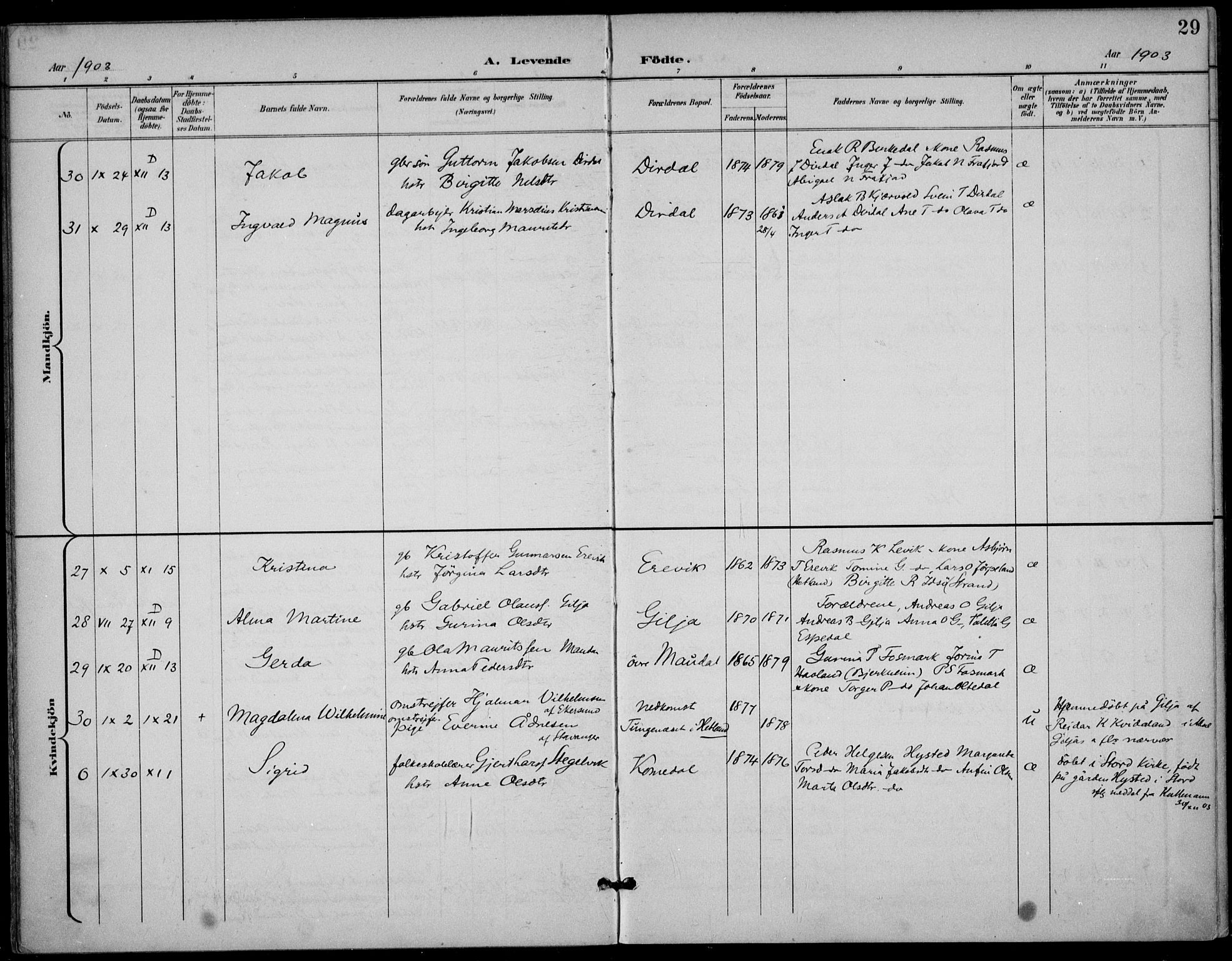 Høgsfjord sokneprestkontor, AV/SAST-A-101624/H/Ha/Haa/L0007: Parish register (official) no. A 7, 1898-1917, p. 29