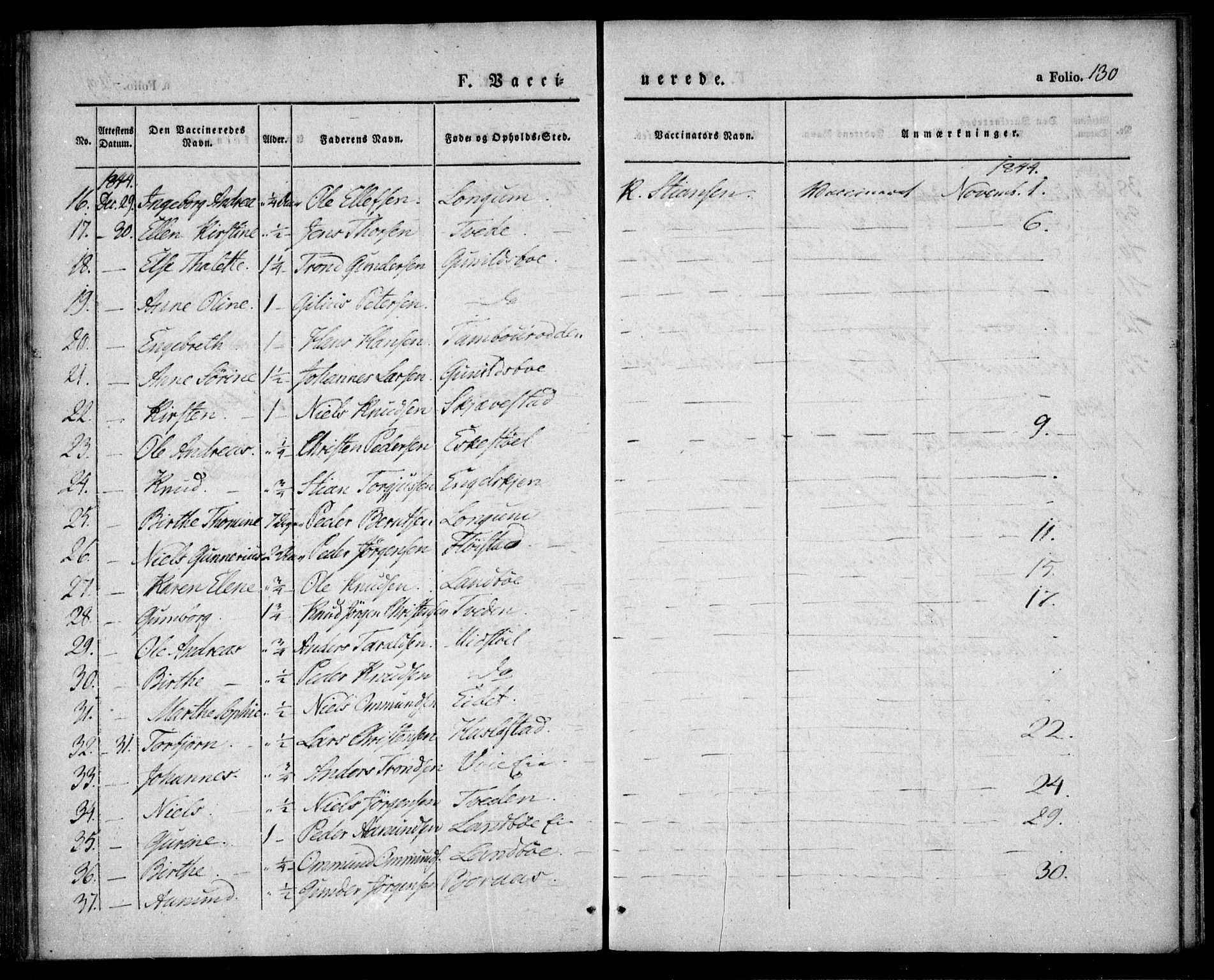 Austre Moland sokneprestkontor, AV/SAK-1111-0001/F/Fa/Faa/L0006: Parish register (official) no. A 6, 1837-1846, p. 130