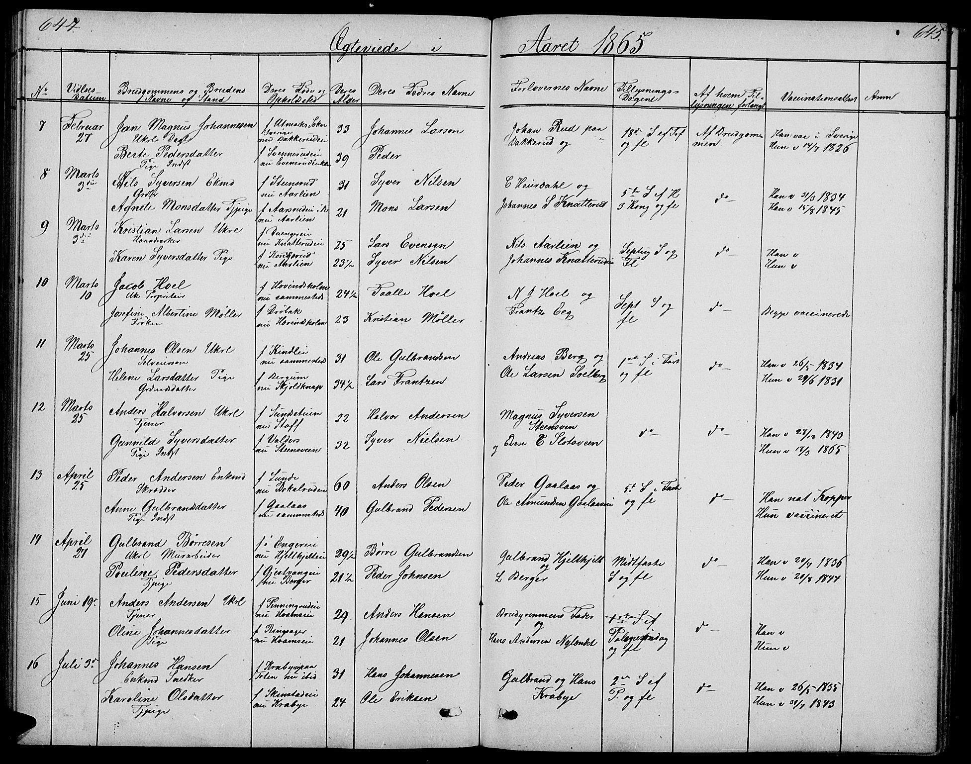 Nes prestekontor, Hedmark, SAH/PREST-020/L/La/L0005: Parish register (copy) no. 5, 1852-1889, p. 644-645