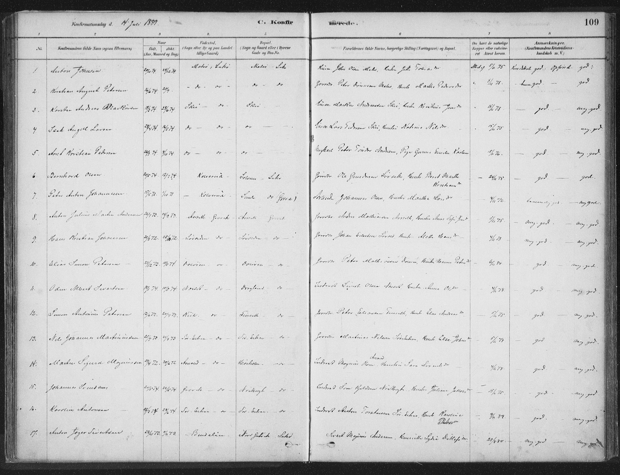 Ministerialprotokoller, klokkerbøker og fødselsregistre - Nord-Trøndelag, AV/SAT-A-1458/788/L0697: Parish register (official) no. 788A04, 1878-1902, p. 109