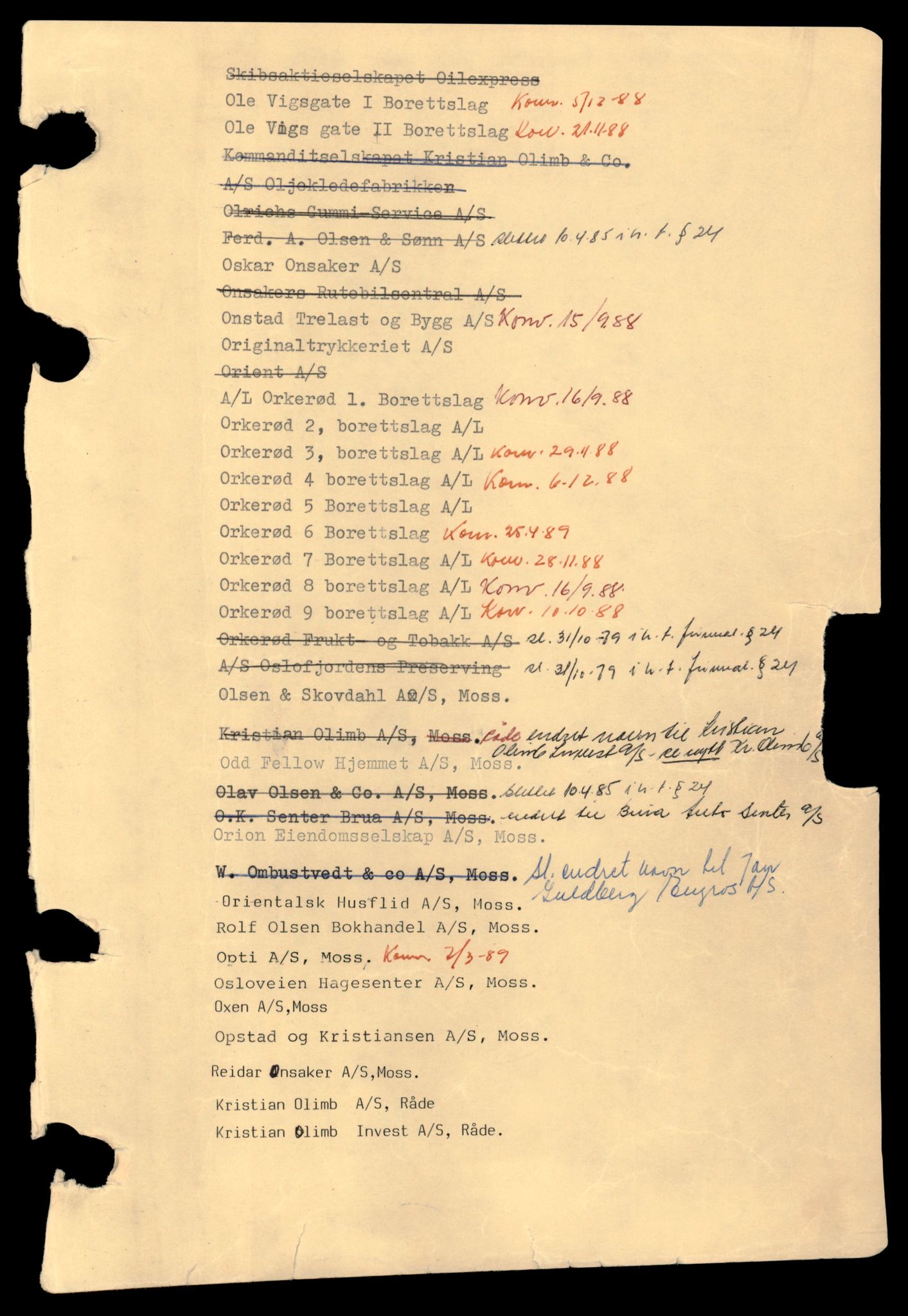 Moss tingrett, AV/SAT-A-10063/K/Kb/Kba/L0004: Aksjeselskap, O - R, 1944-1990, p. 1