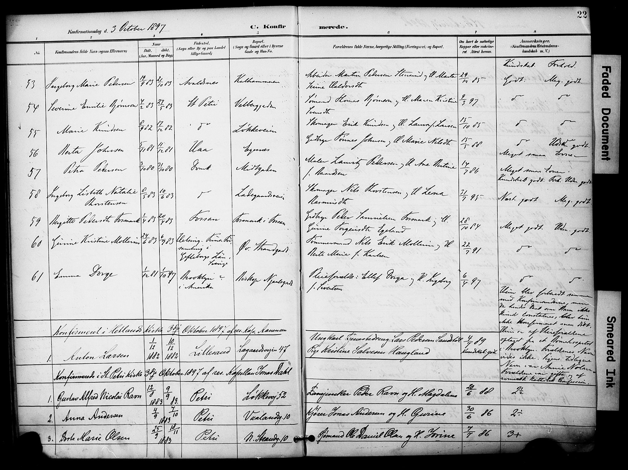 Domkirken sokneprestkontor, SAST/A-101812/001/30/30BA/L0031: Parish register (official) no. A 30, 1896-1916, p. 22