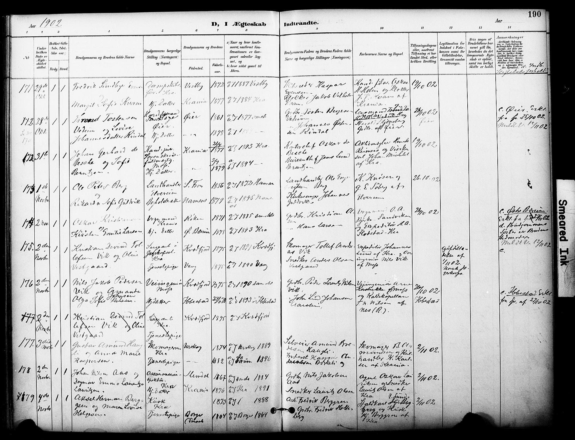 Johannes prestekontor Kirkebøker, AV/SAO-A-10852/F/Fa/L0006: Parish register (official) no. 6, 1893-1906, p. 190