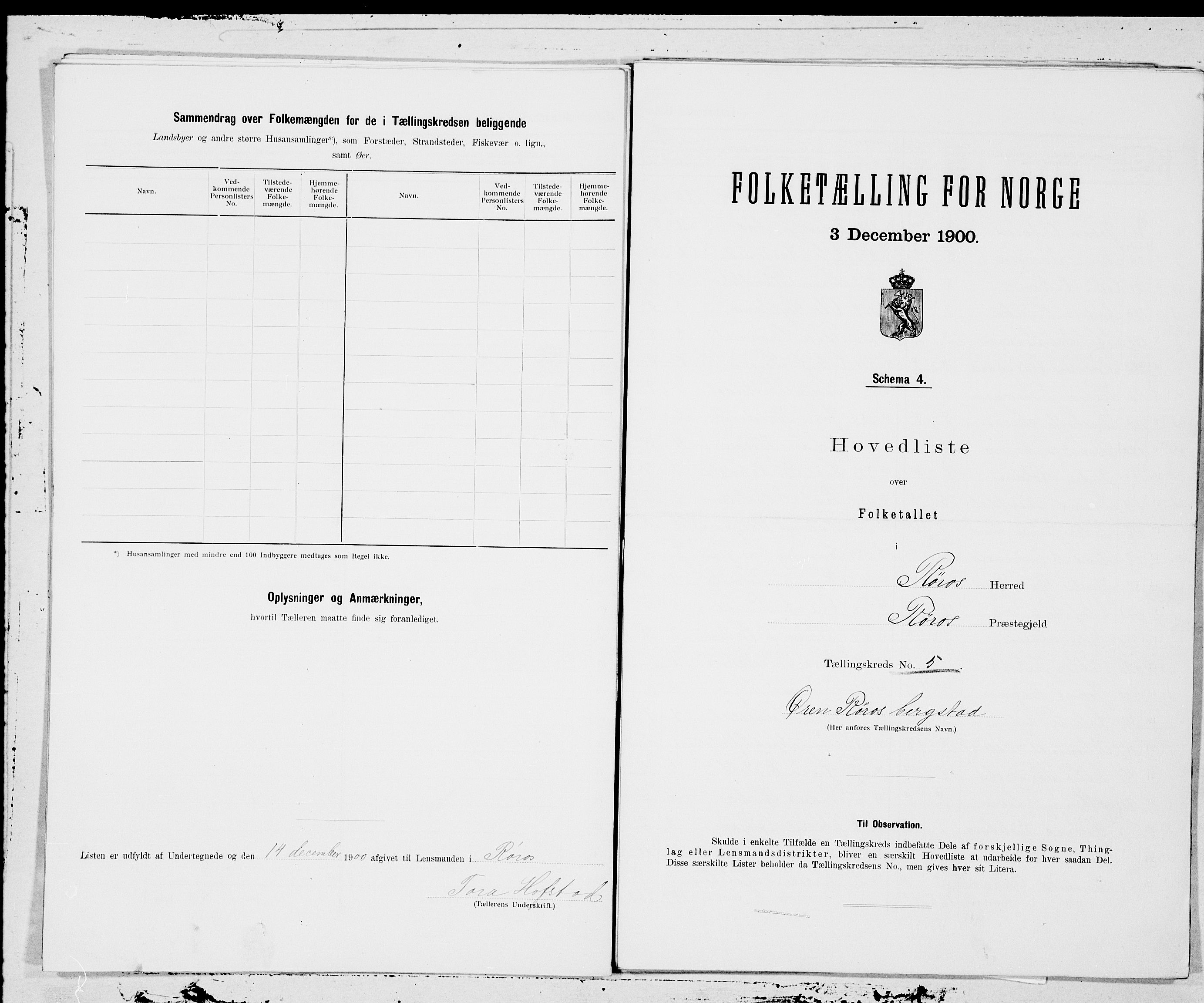 SAT, 1900 census for Røros, 1900, p. 12