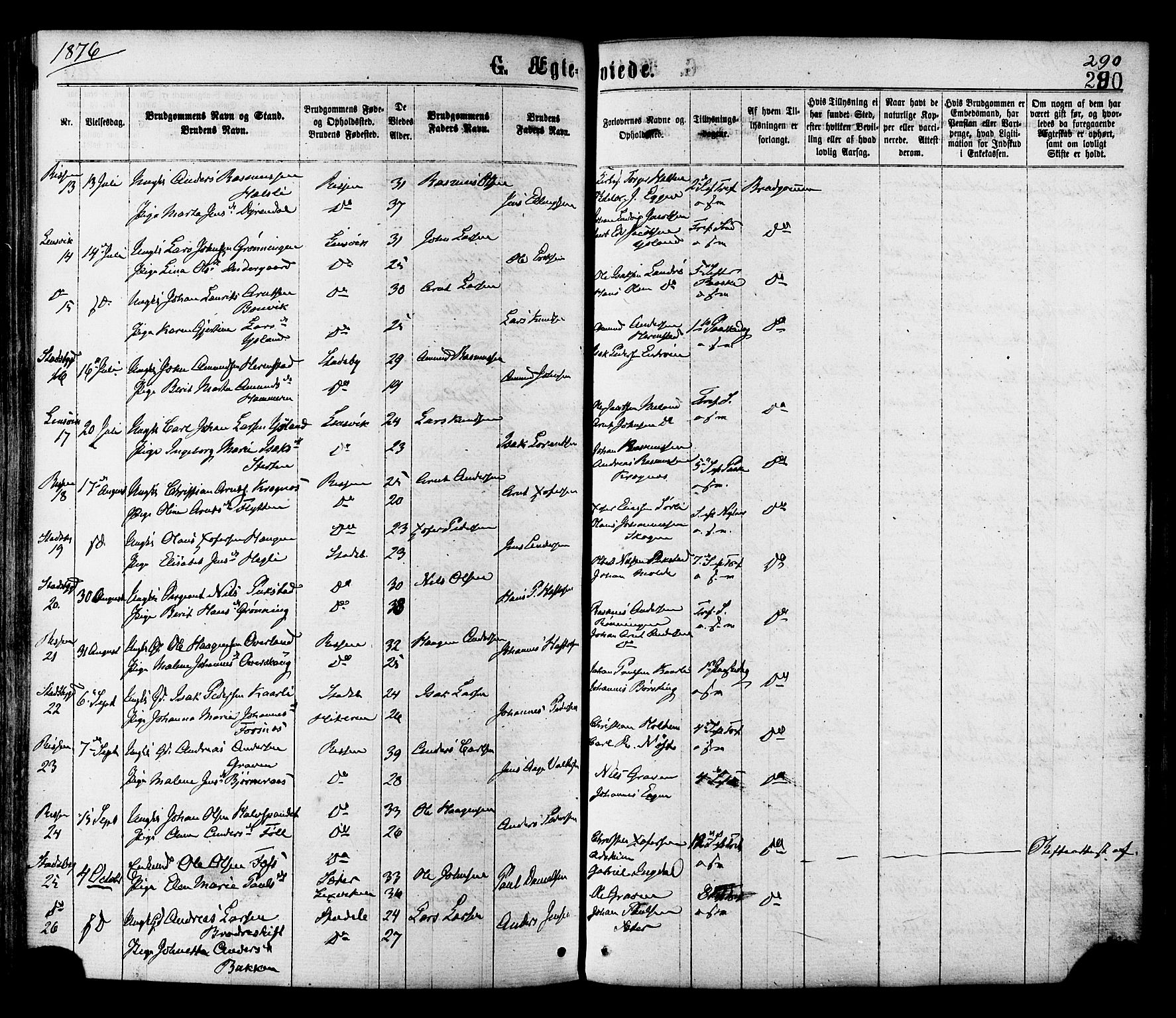 Ministerialprotokoller, klokkerbøker og fødselsregistre - Sør-Trøndelag, SAT/A-1456/646/L0613: Parish register (official) no. 646A11, 1870-1884, p. 290