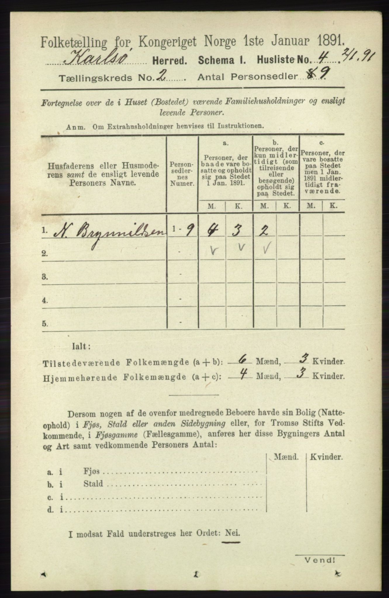 RA, 1891 census for 1936 Karlsøy, 1891, p. 378