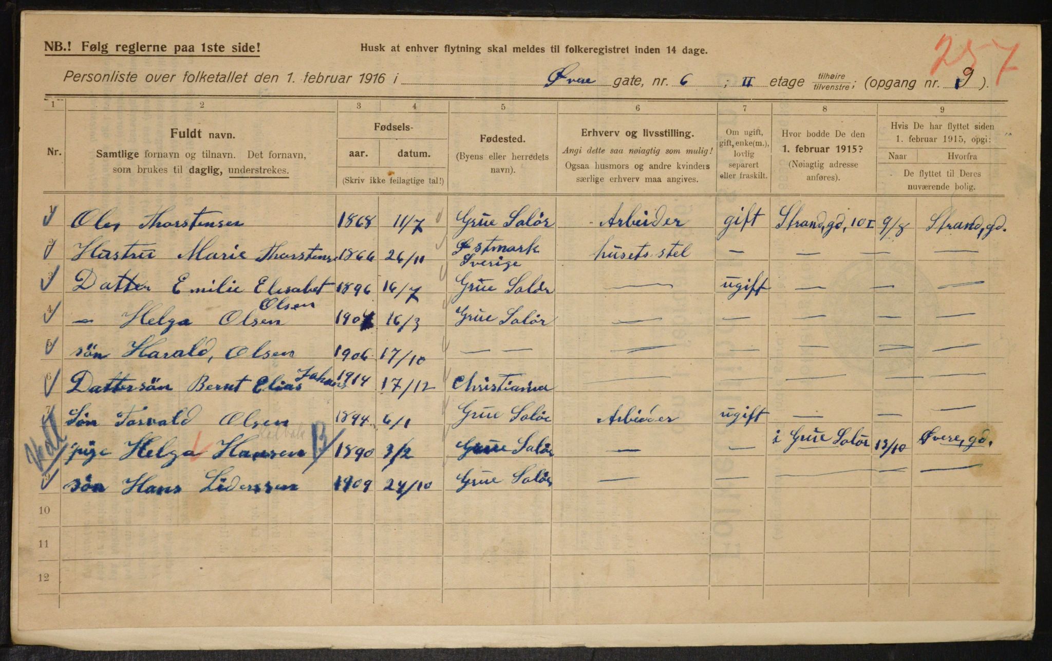 OBA, Municipal Census 1916 for Kristiania, 1916, p. 133574