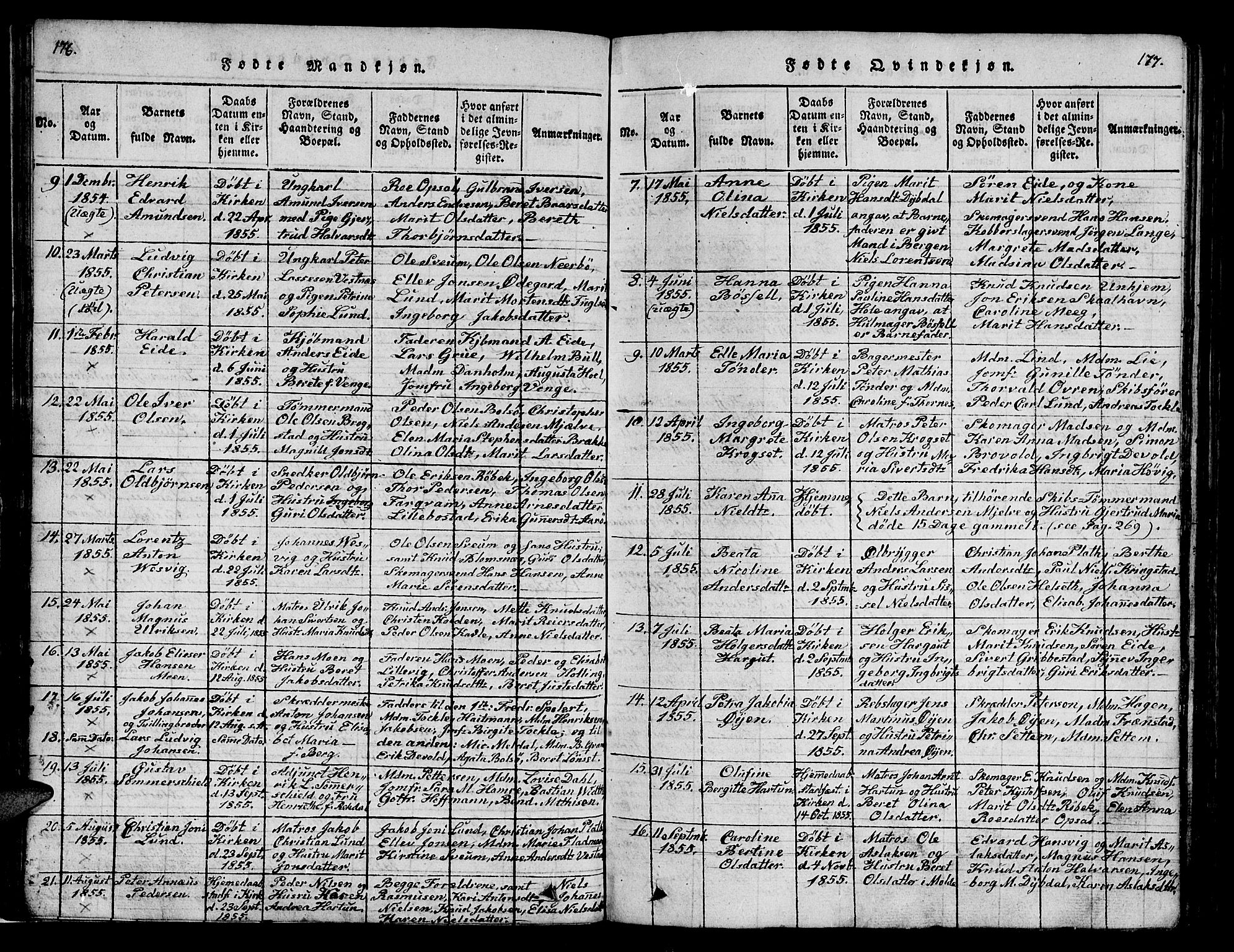 Ministerialprotokoller, klokkerbøker og fødselsregistre - Møre og Romsdal, SAT/A-1454/558/L0700: Parish register (copy) no. 558C01, 1818-1868, p. 176-177