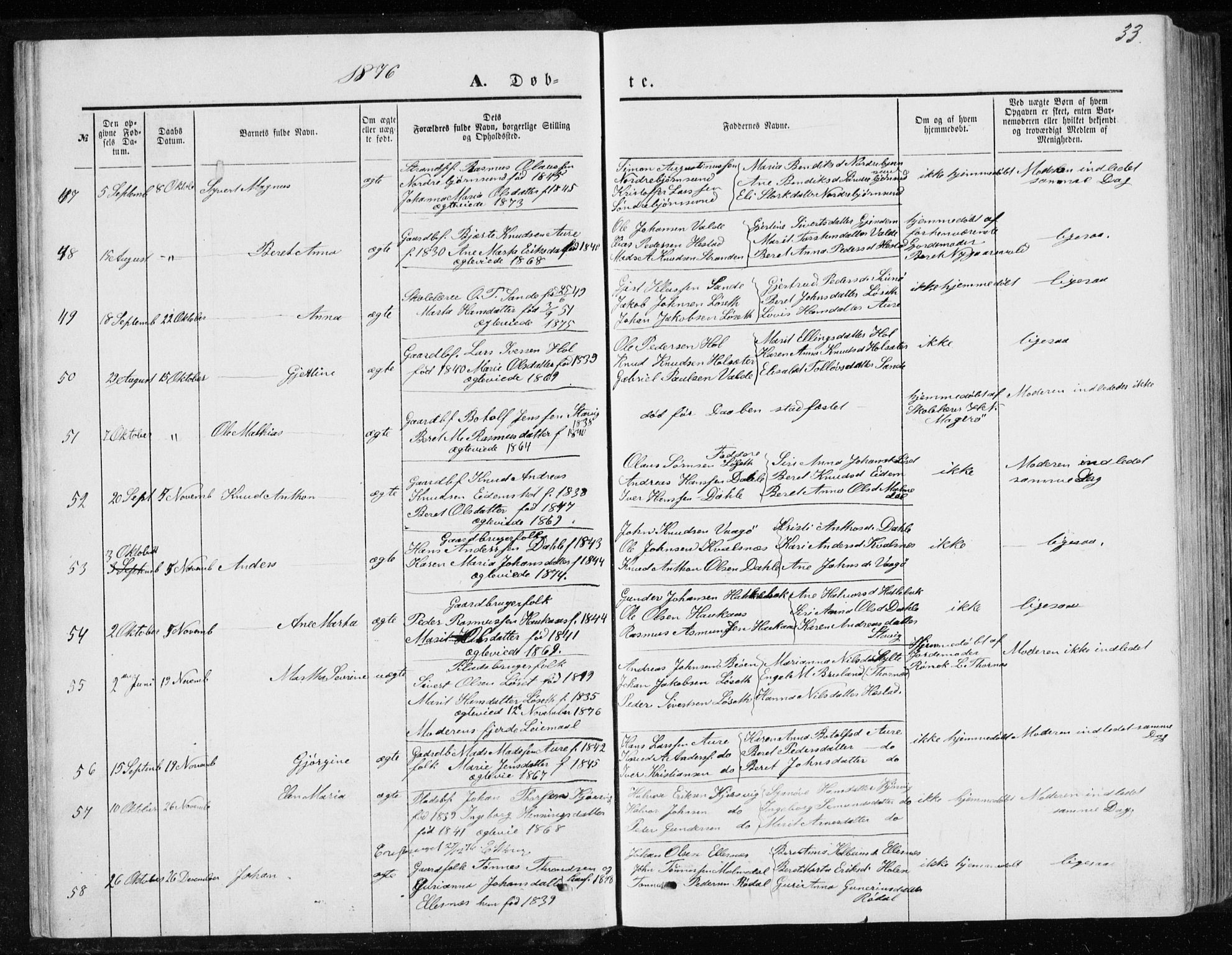 Ministerialprotokoller, klokkerbøker og fødselsregistre - Møre og Romsdal, AV/SAT-A-1454/565/L0754: Parish register (copy) no. 565C03, 1870-1896, p. 33