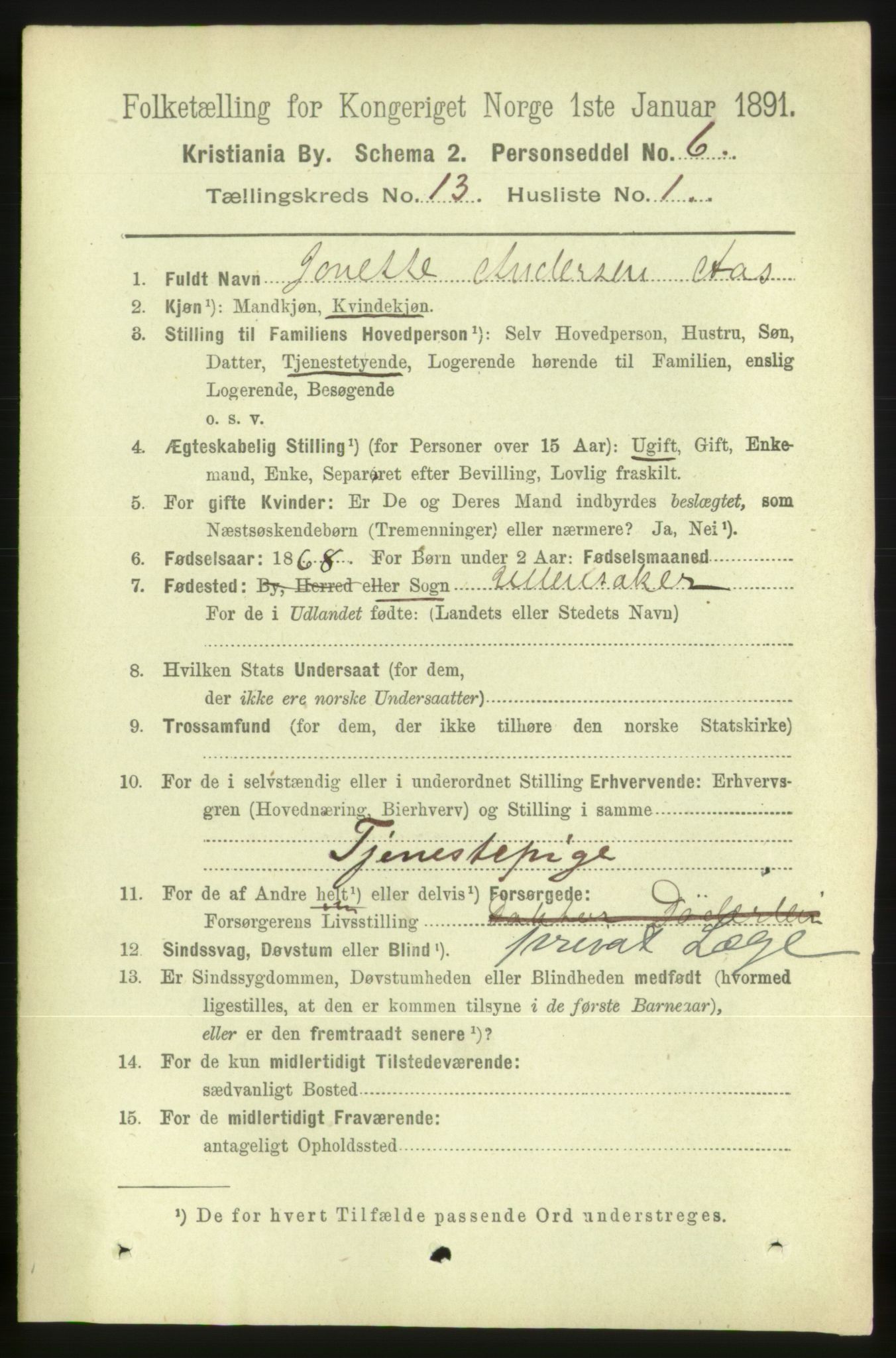 RA, 1891 census for 0301 Kristiania, 1891, p. 5976