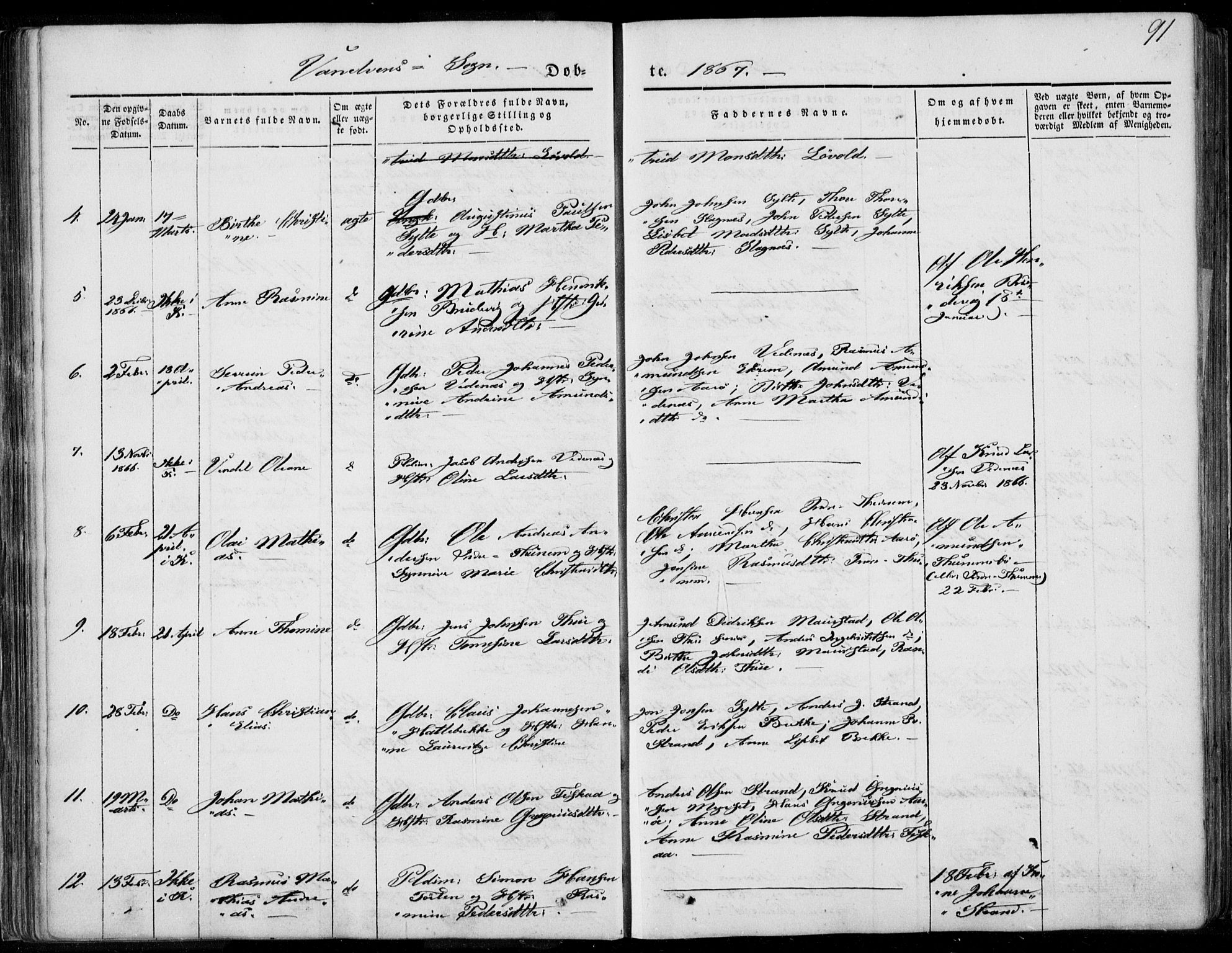 Ministerialprotokoller, klokkerbøker og fødselsregistre - Møre og Romsdal, SAT/A-1454/501/L0006: Parish register (official) no. 501A06, 1844-1868, p. 91