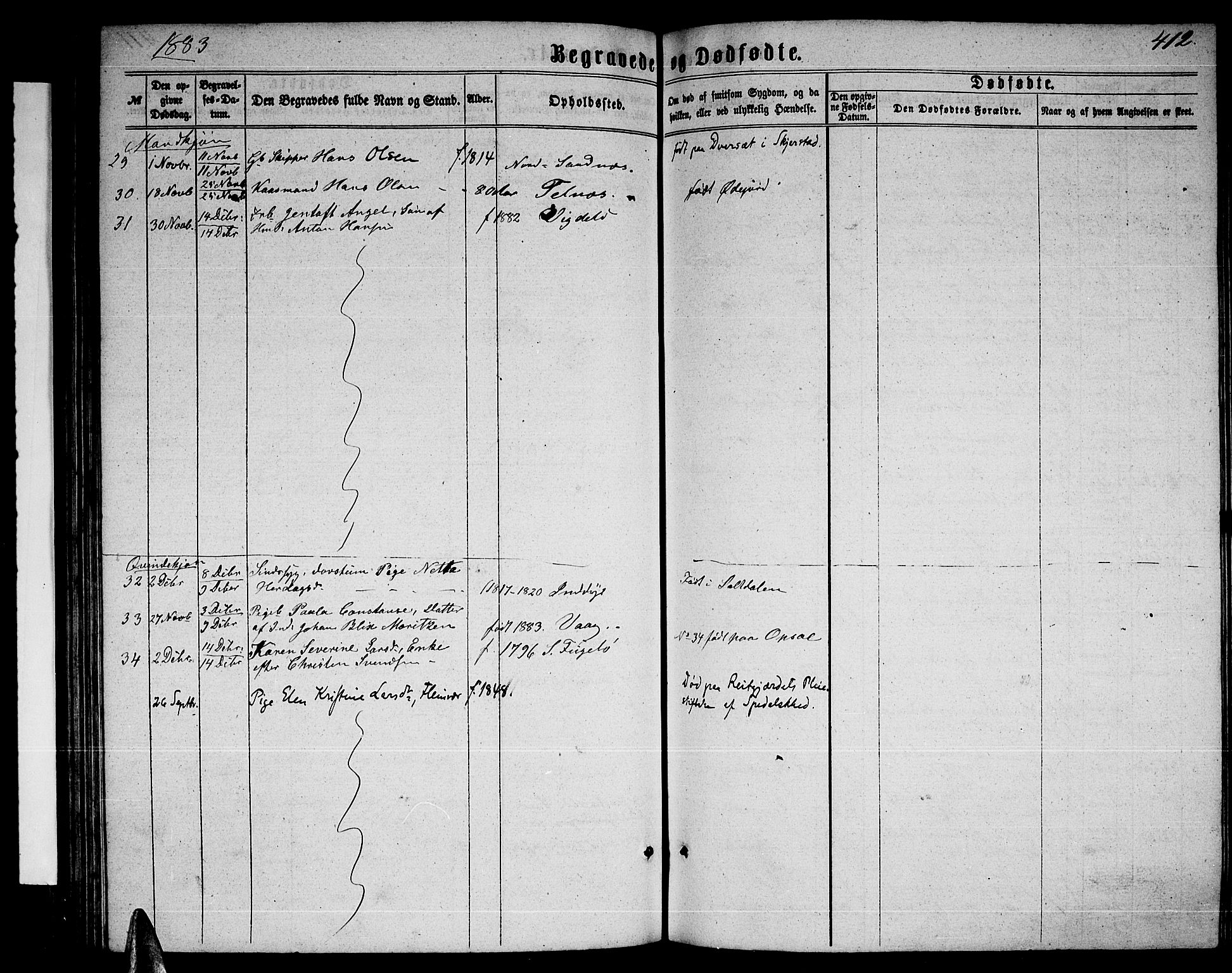 Ministerialprotokoller, klokkerbøker og fødselsregistre - Nordland, AV/SAT-A-1459/805/L0107: Parish register (copy) no. 805C03, 1862-1885, p. 412