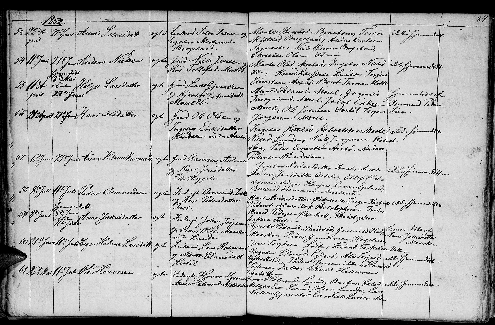 Gjerstad sokneprestkontor, AV/SAK-1111-0014/F/Fb/Fba/L0004: Parish register (copy) no. B 4, 1845-1853, p. 84