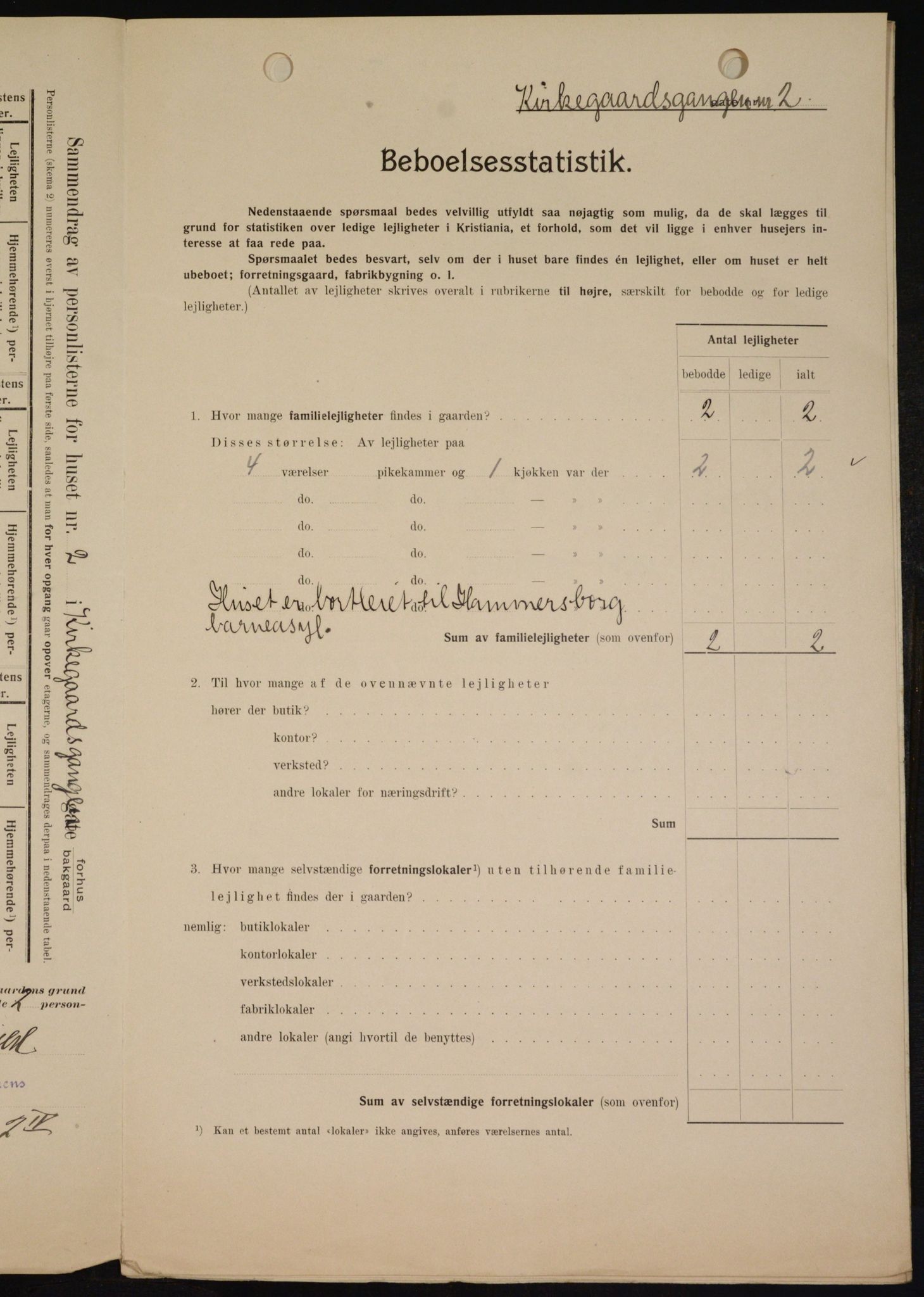 OBA, Municipal Census 1909 for Kristiania, 1909, p. 45622