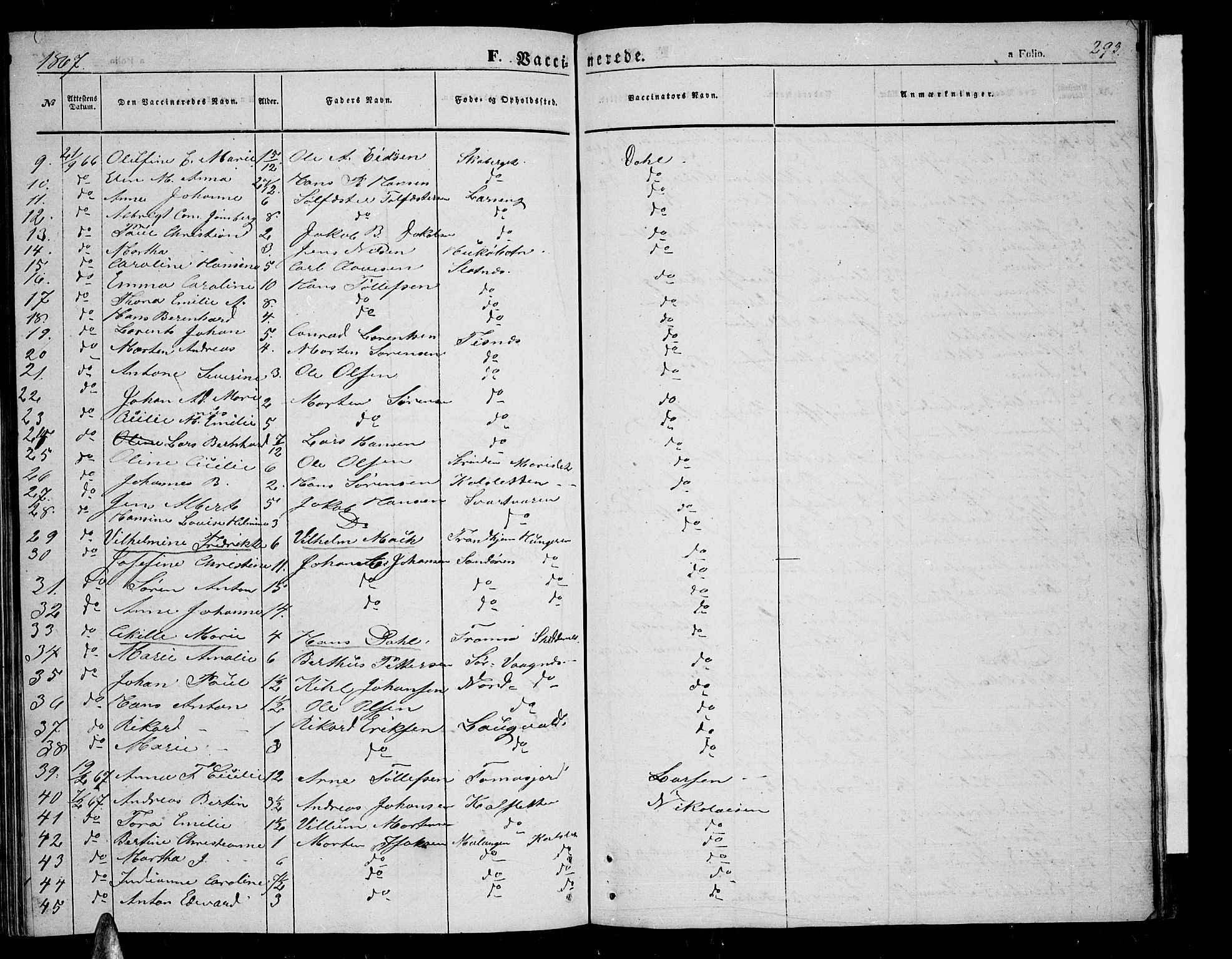 Tromsøysund sokneprestkontor, SATØ/S-1304/G/Gb/L0001klokker: Parish register (copy) no. 1, 1857-1869, p. 293