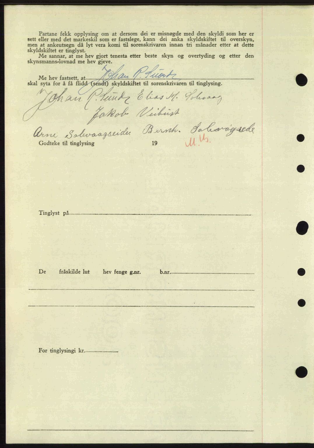 Nordre Sunnmøre sorenskriveri, AV/SAT-A-0006/1/2/2C/2Ca: Mortgage book no. A23, 1946-1947, Diary no: : 2219/1946