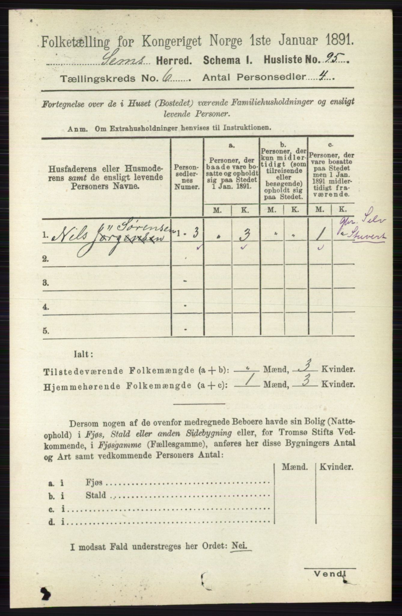 RA, 1891 census for 0721 Sem, 1891, p. 2623