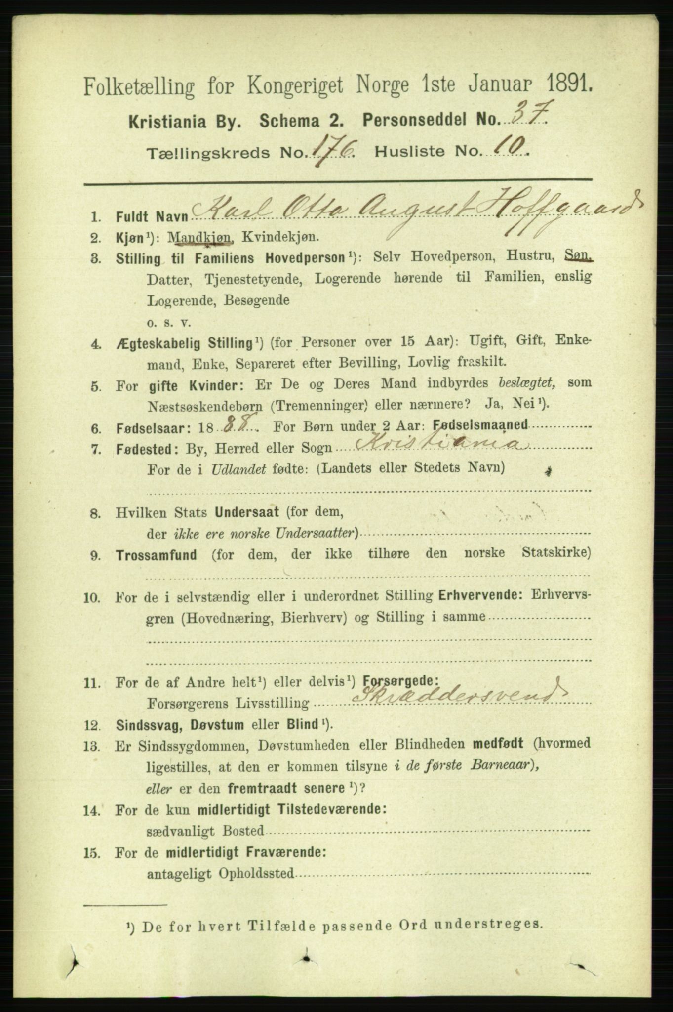 RA, 1891 census for 0301 Kristiania, 1891, p. 105943