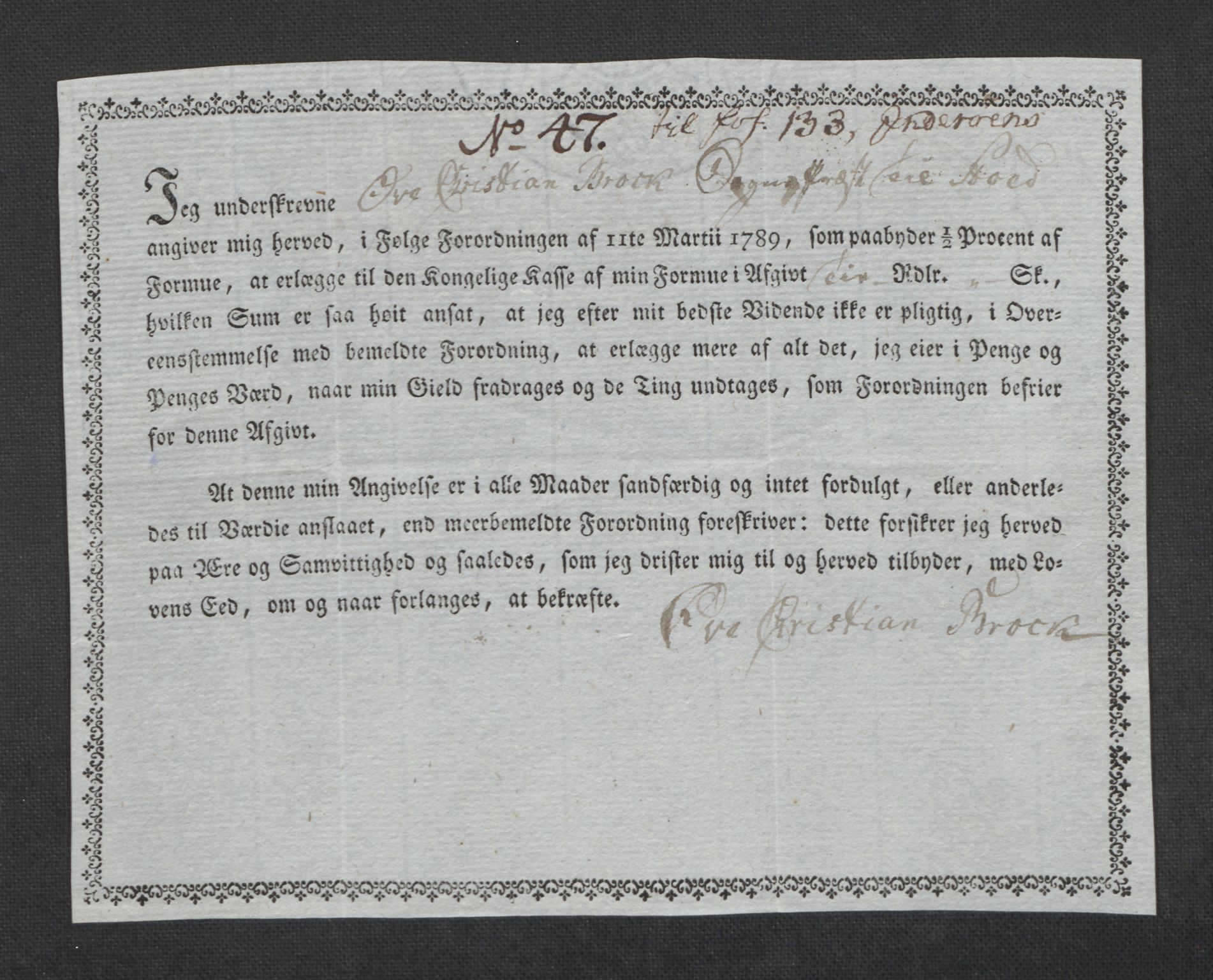 Rentekammeret inntil 1814, Reviderte regnskaper, Mindre regnskaper, AV/RA-EA-4068/Rf/Rfe/L0017: Inderøy fogderi, Jarlsberg grevskap, 1789, p. 206
