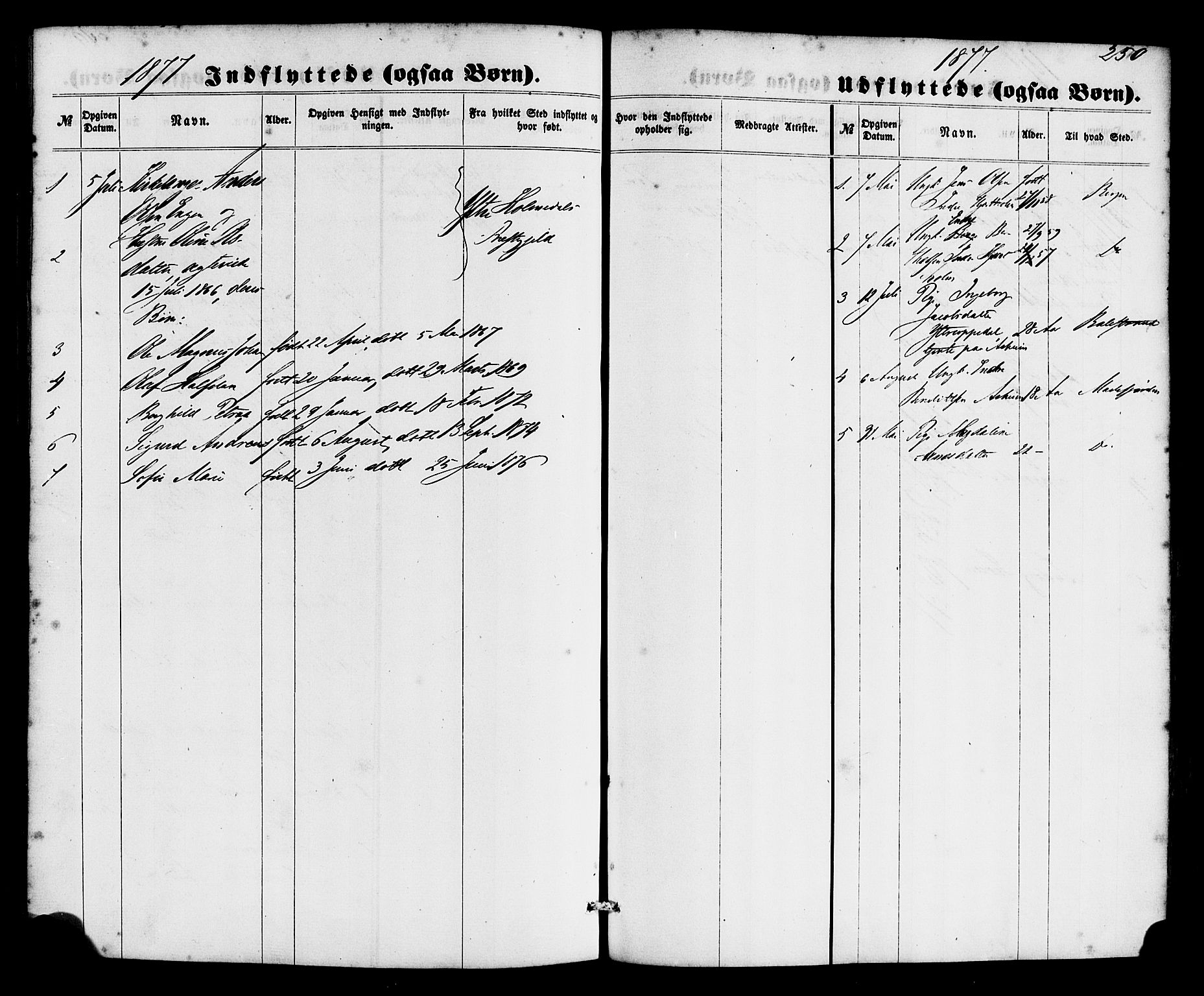 Gulen sokneprestembete, SAB/A-80201/H/Haa/Haac/L0001: Parish register (official) no. C 1, 1859-1881, p. 250