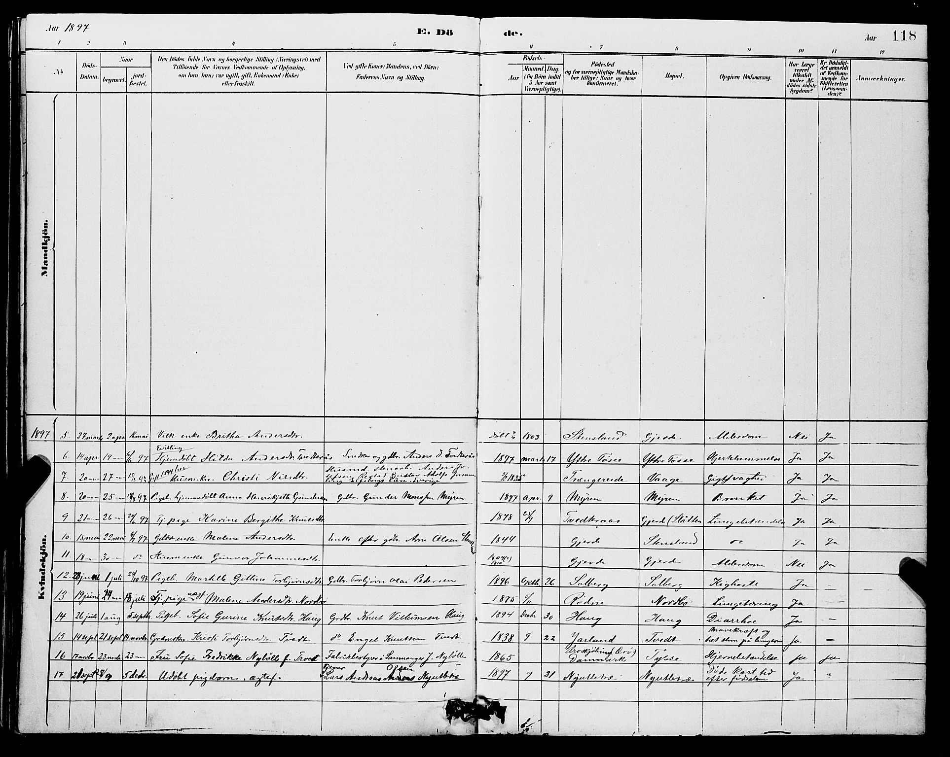 Samnanger Sokneprestembete, AV/SAB-A-77501/H/Hab: Parish register (copy) no. A 2, 1879-1897, p. 118