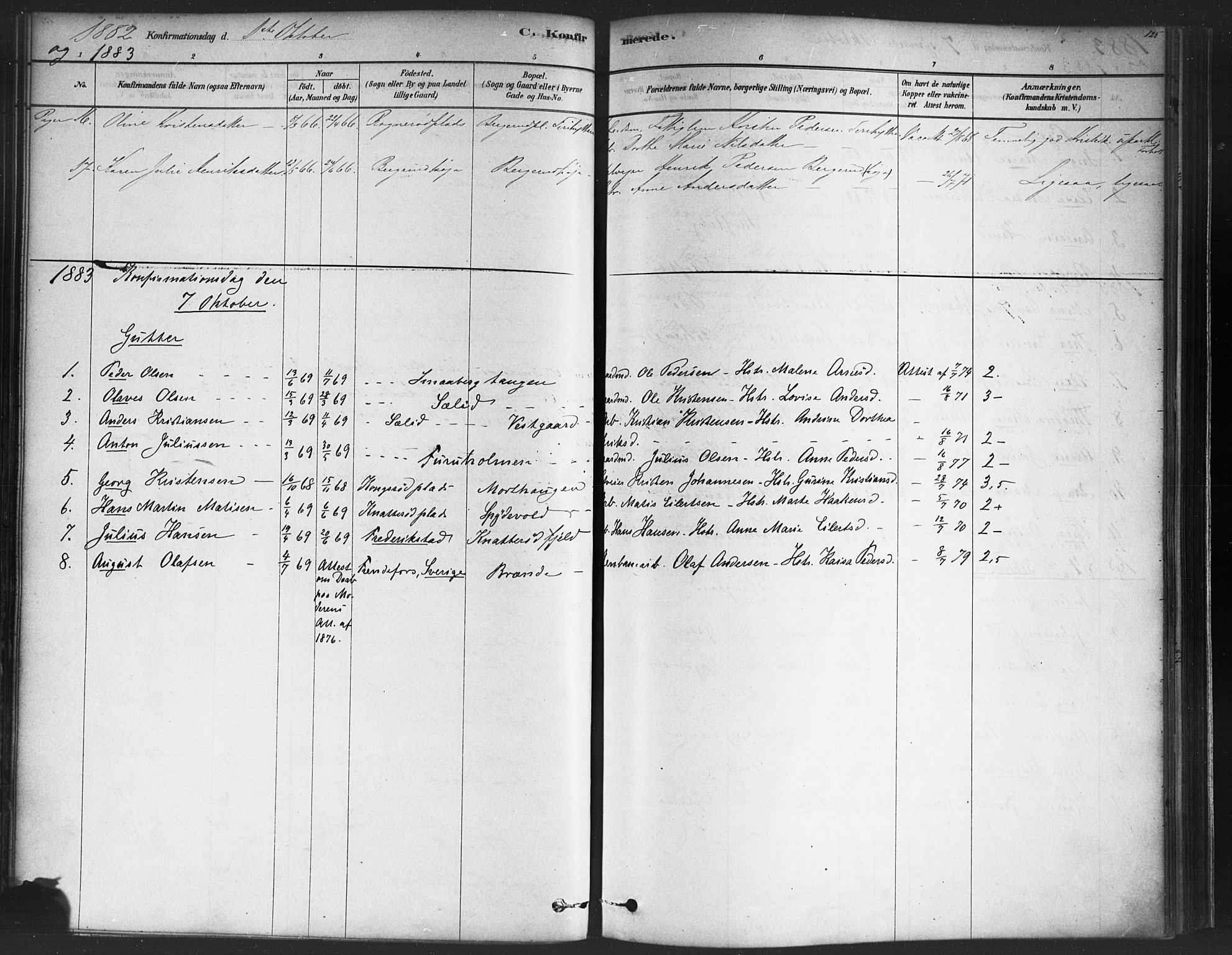 Varteig prestekontor Kirkebøker, SAO/A-10447a/F/Fa/L0002: Parish register (official) no. 2, 1878-1899, p. 125