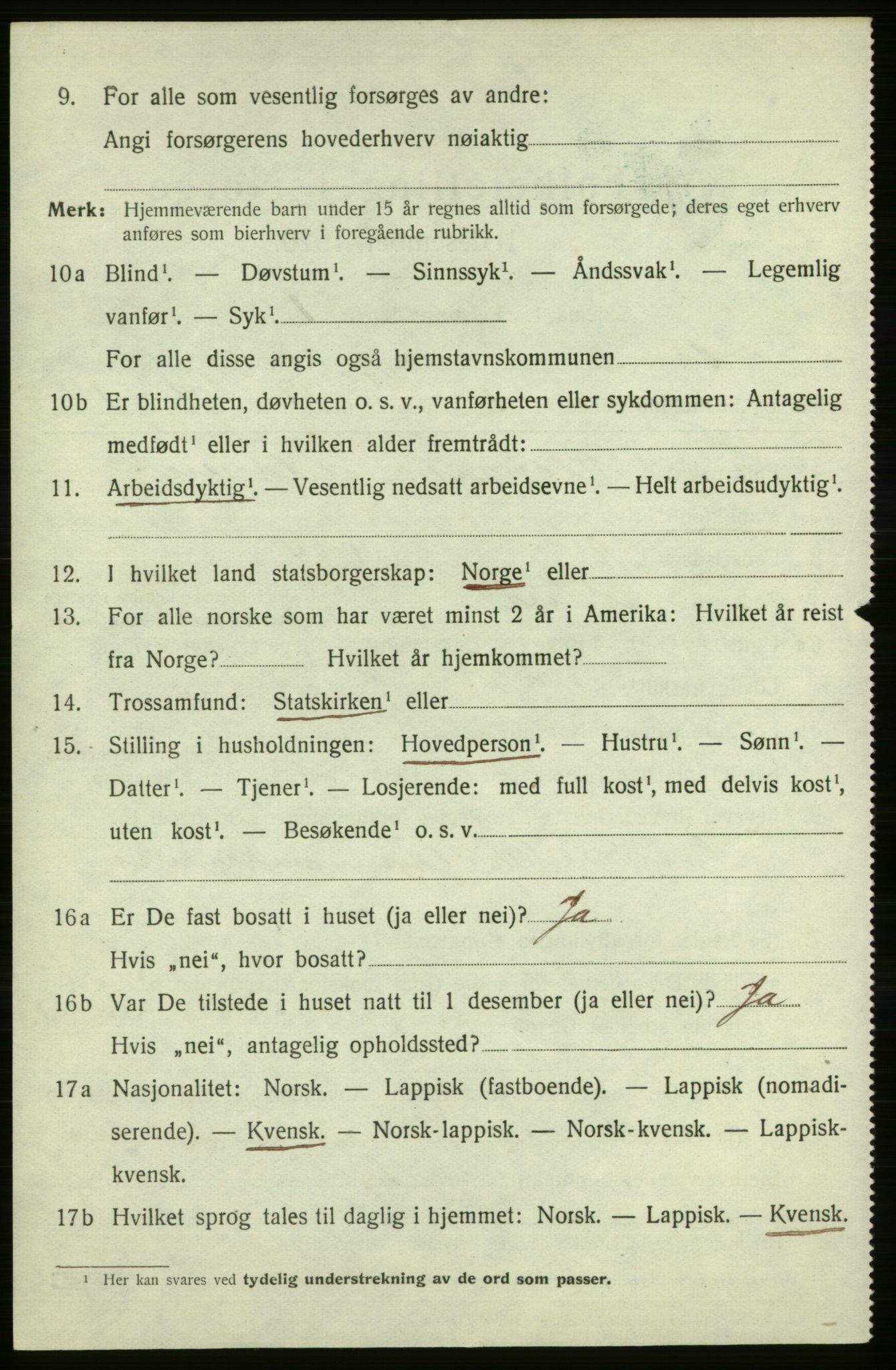 SATØ, 1920 census for Tana, 1920, p. 2355