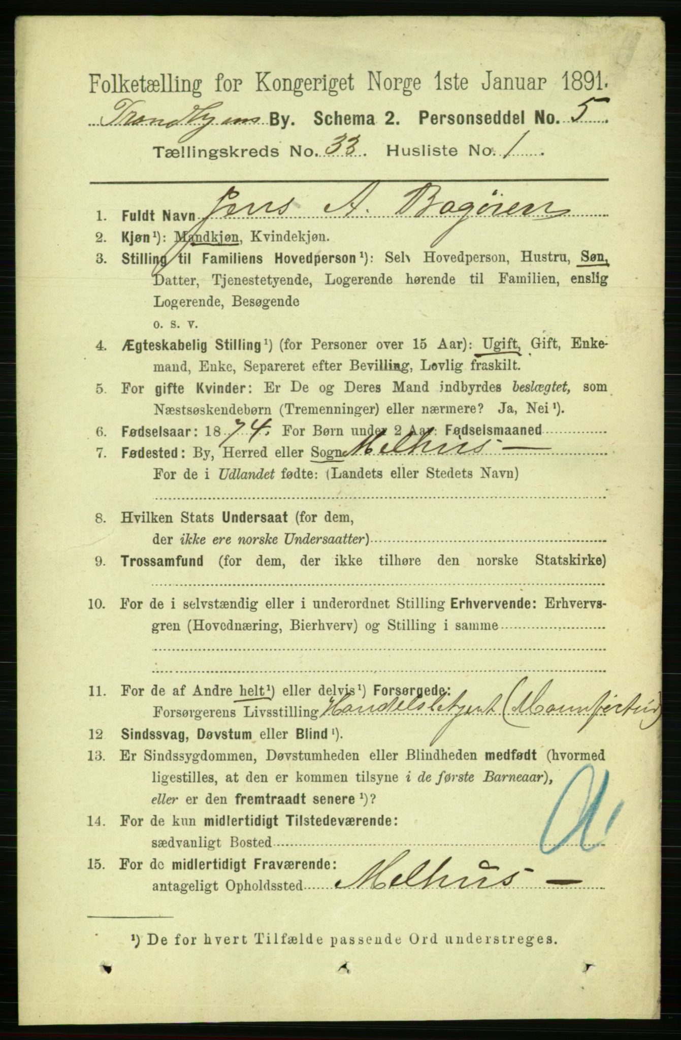 RA, 1891 census for 1601 Trondheim, 1891, p. 24964