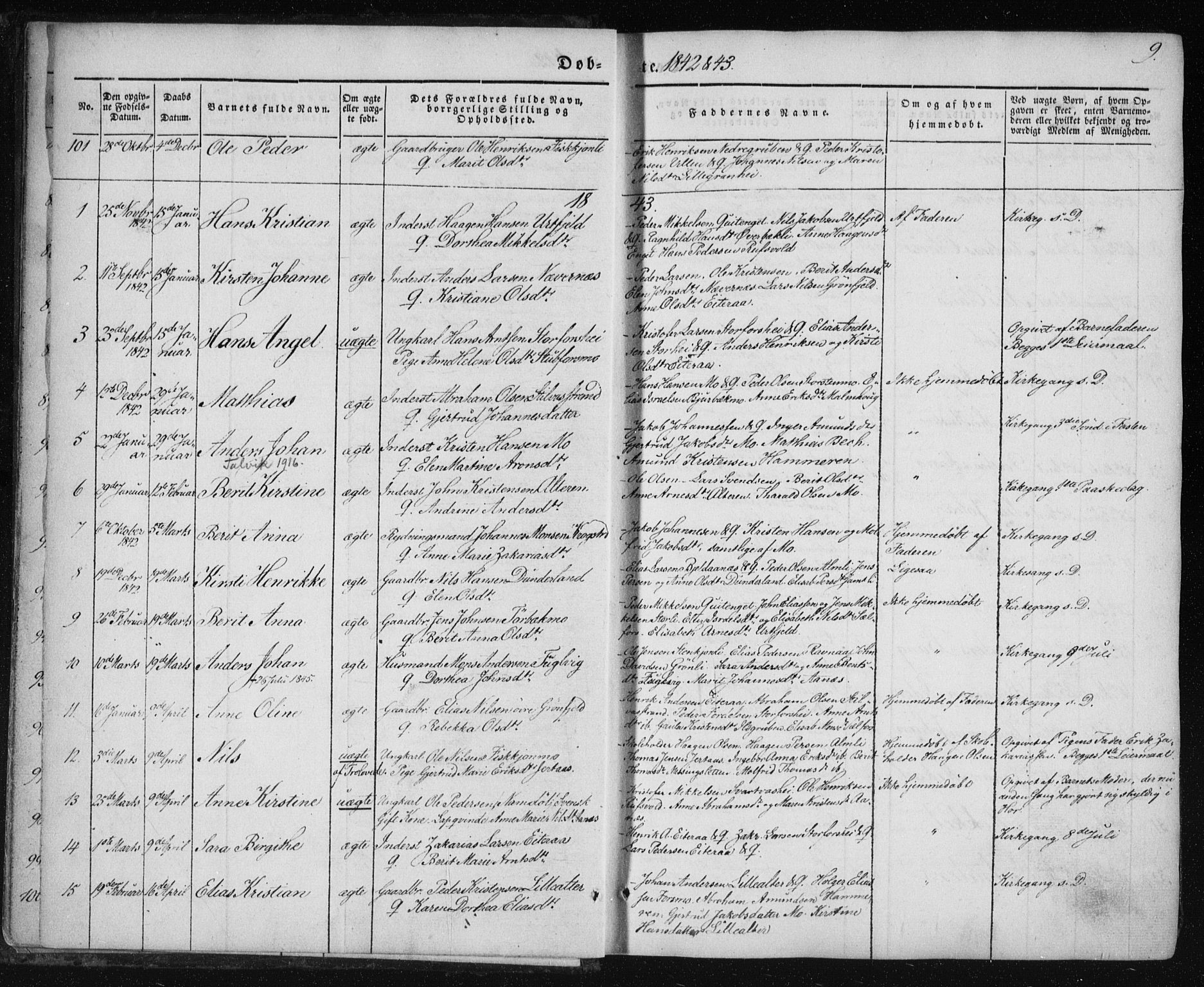 Ministerialprotokoller, klokkerbøker og fødselsregistre - Nordland, SAT/A-1459/827/L0391: Parish register (official) no. 827A03, 1842-1852, p. 9