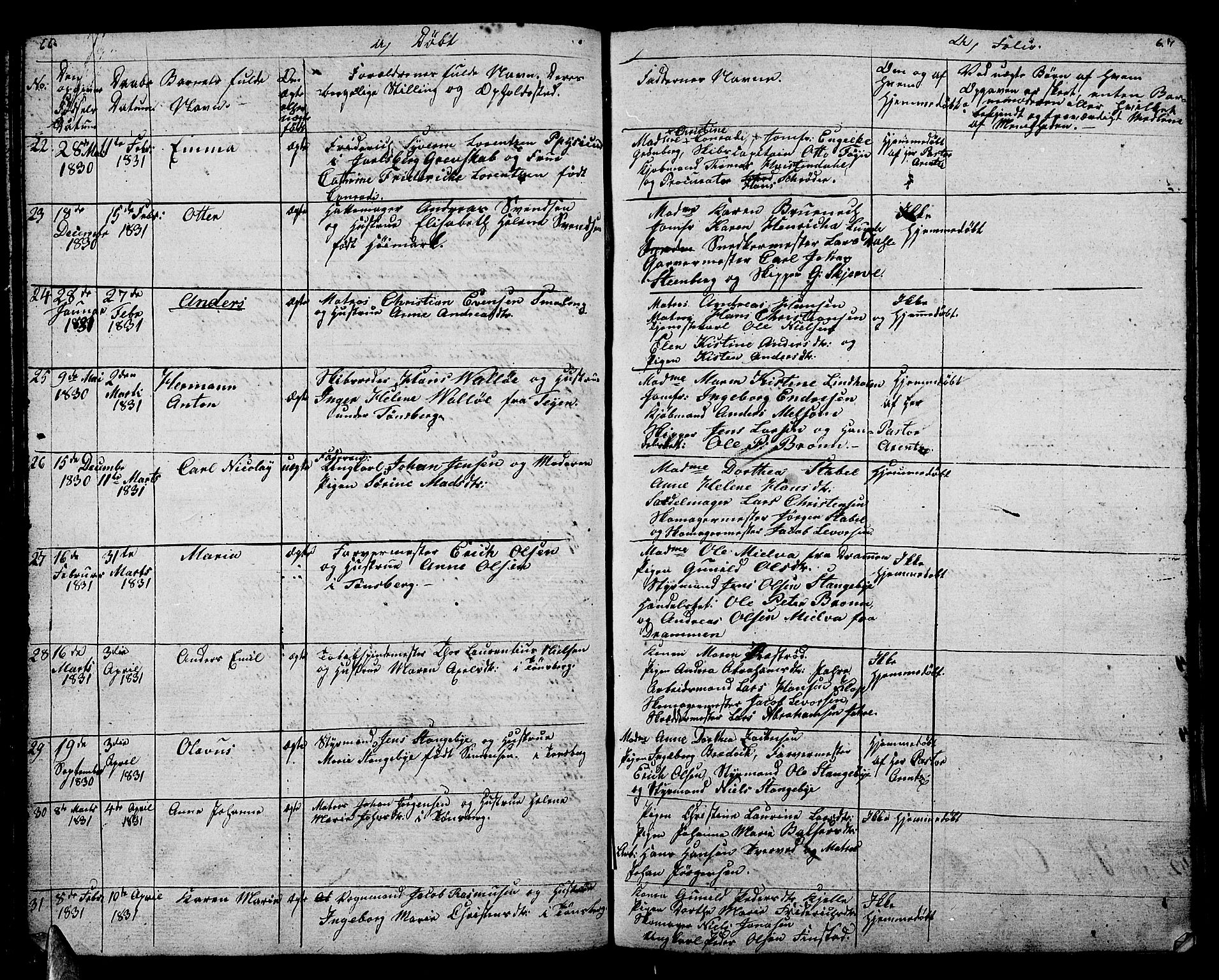 Tønsberg kirkebøker, AV/SAKO-A-330/G/Ga/L0002: Parish register (copy) no. 2, 1827-1854, p. 66-67