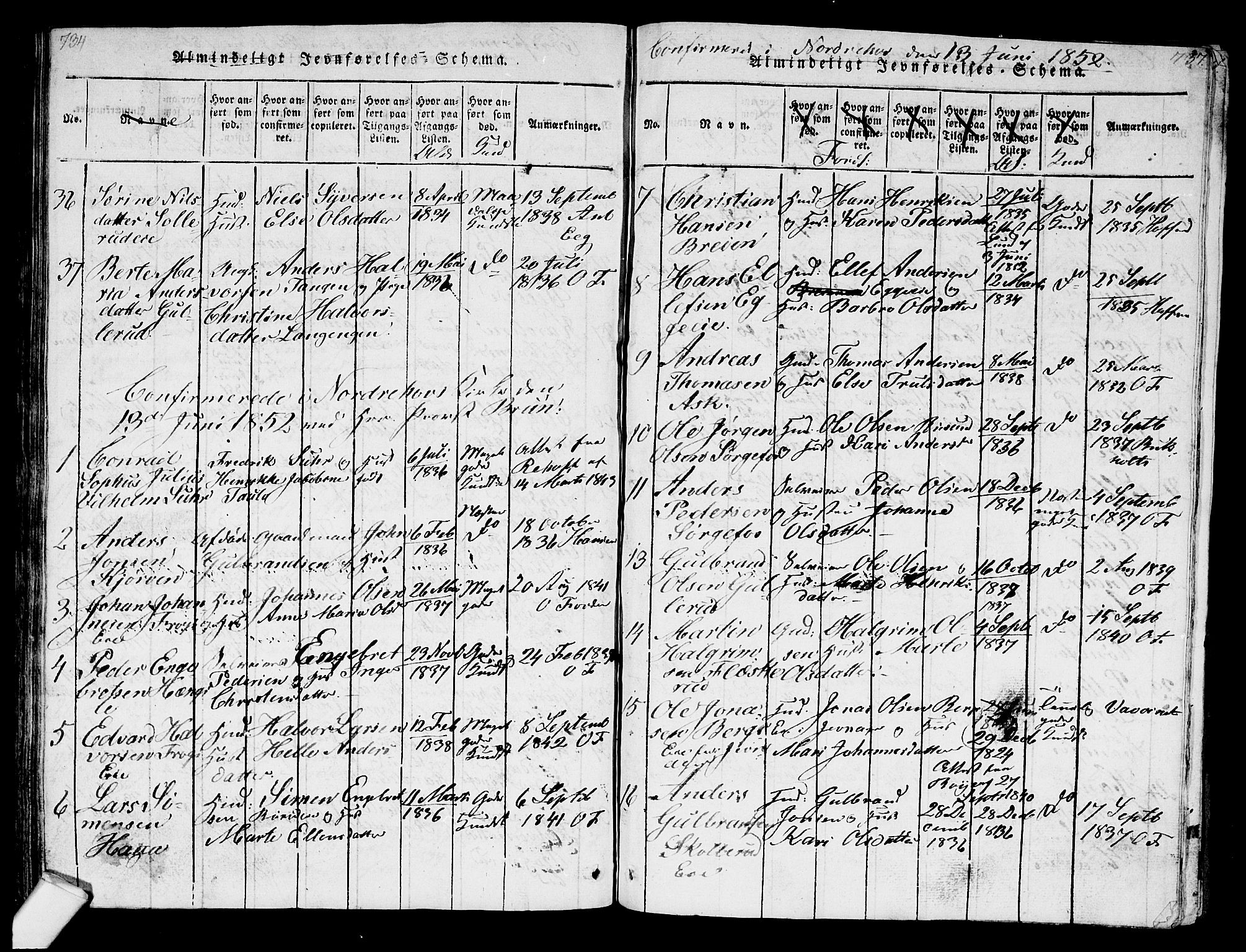 Norderhov kirkebøker, SAKO/A-237/G/Ga/L0003: Parish register (copy) no. I 3 /1, 1814-1876, p. 734-735
