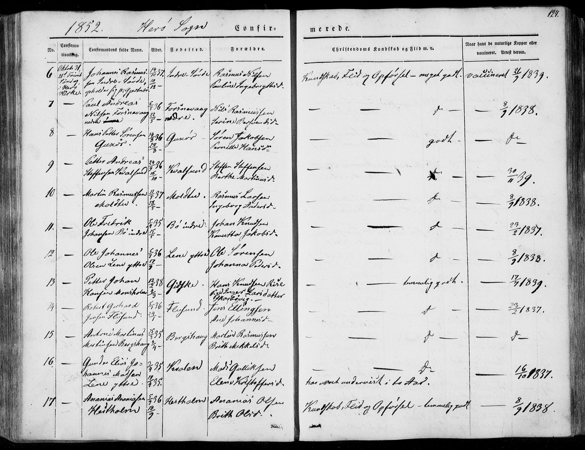 Ministerialprotokoller, klokkerbøker og fødselsregistre - Møre og Romsdal, AV/SAT-A-1454/507/L0070: Parish register (official) no. 507A05, 1842-1873, p. 124