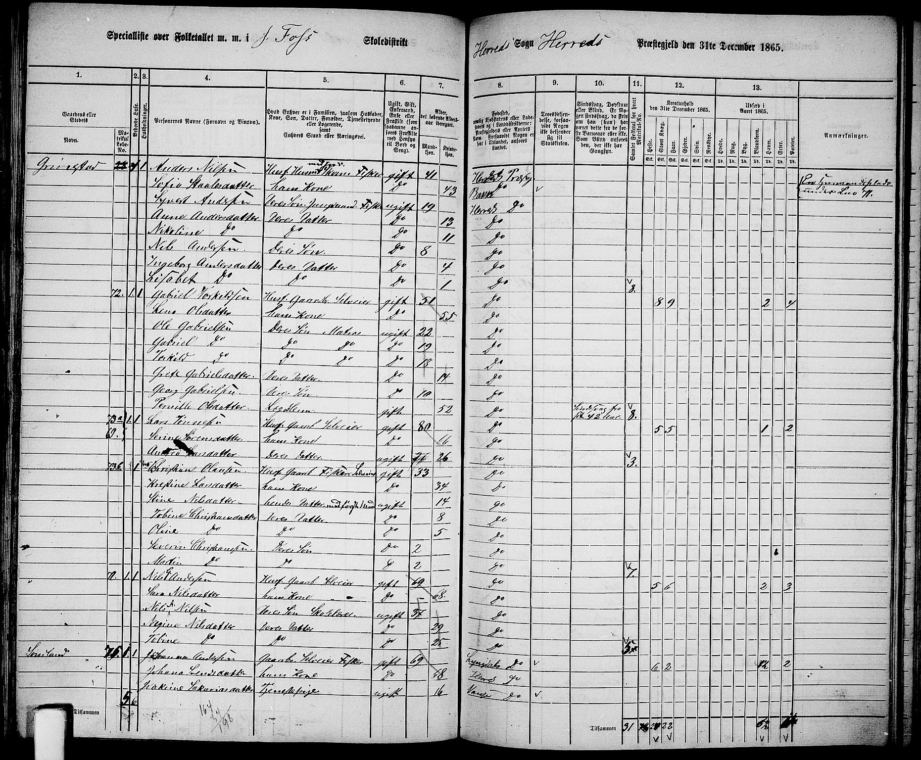 RA, 1865 census for Herad, 1865, p. 27