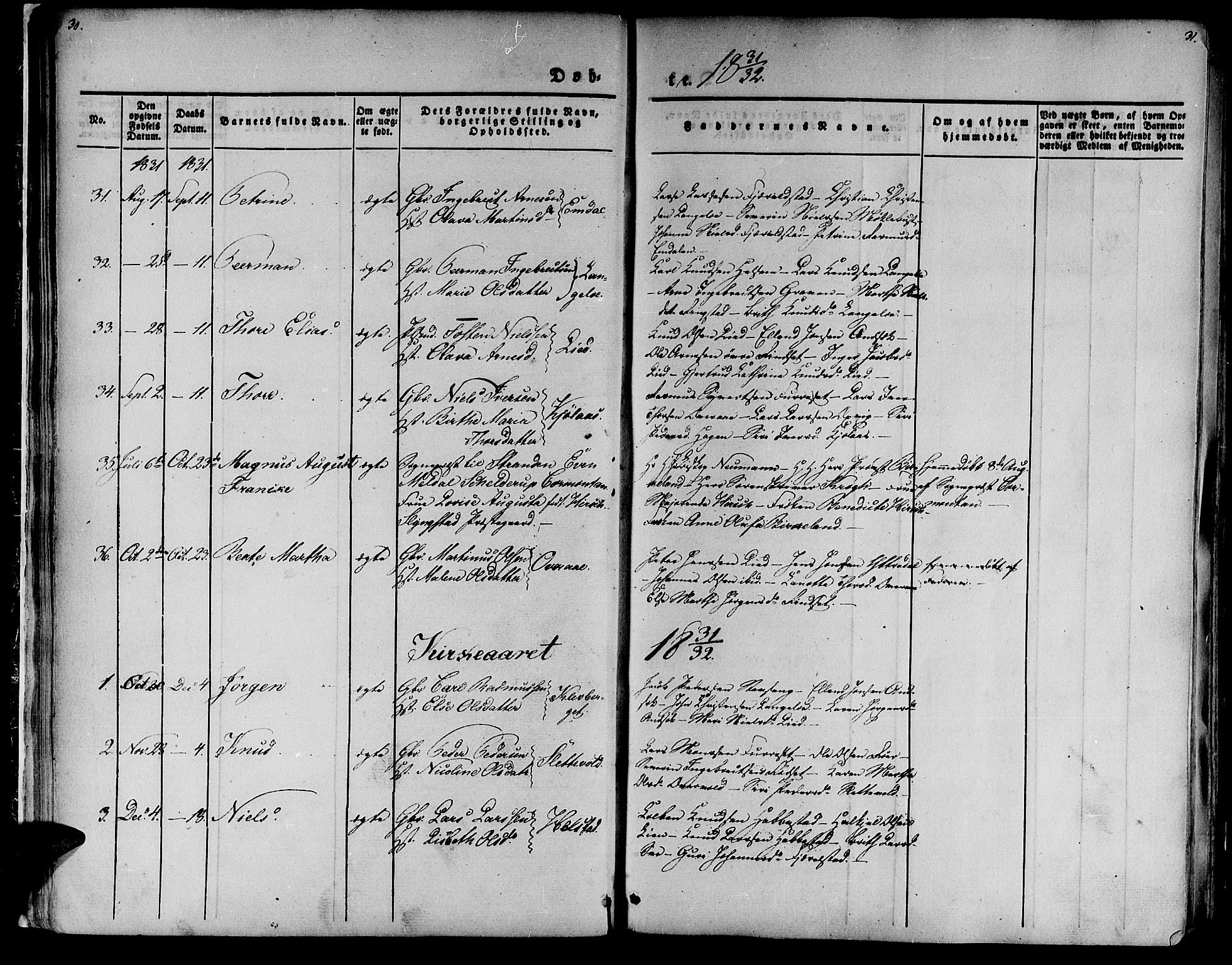 Ministerialprotokoller, klokkerbøker og fødselsregistre - Møre og Romsdal, SAT/A-1454/520/L0274: Parish register (official) no. 520A04, 1827-1864, p. 30-31