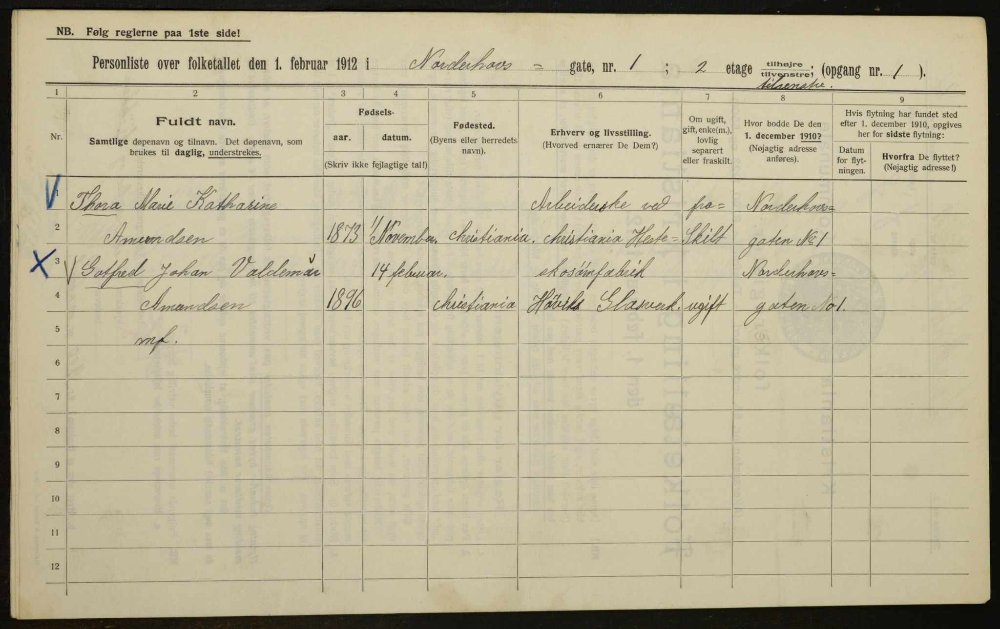 OBA, Municipal Census 1912 for Kristiania, 1912, p. 73070